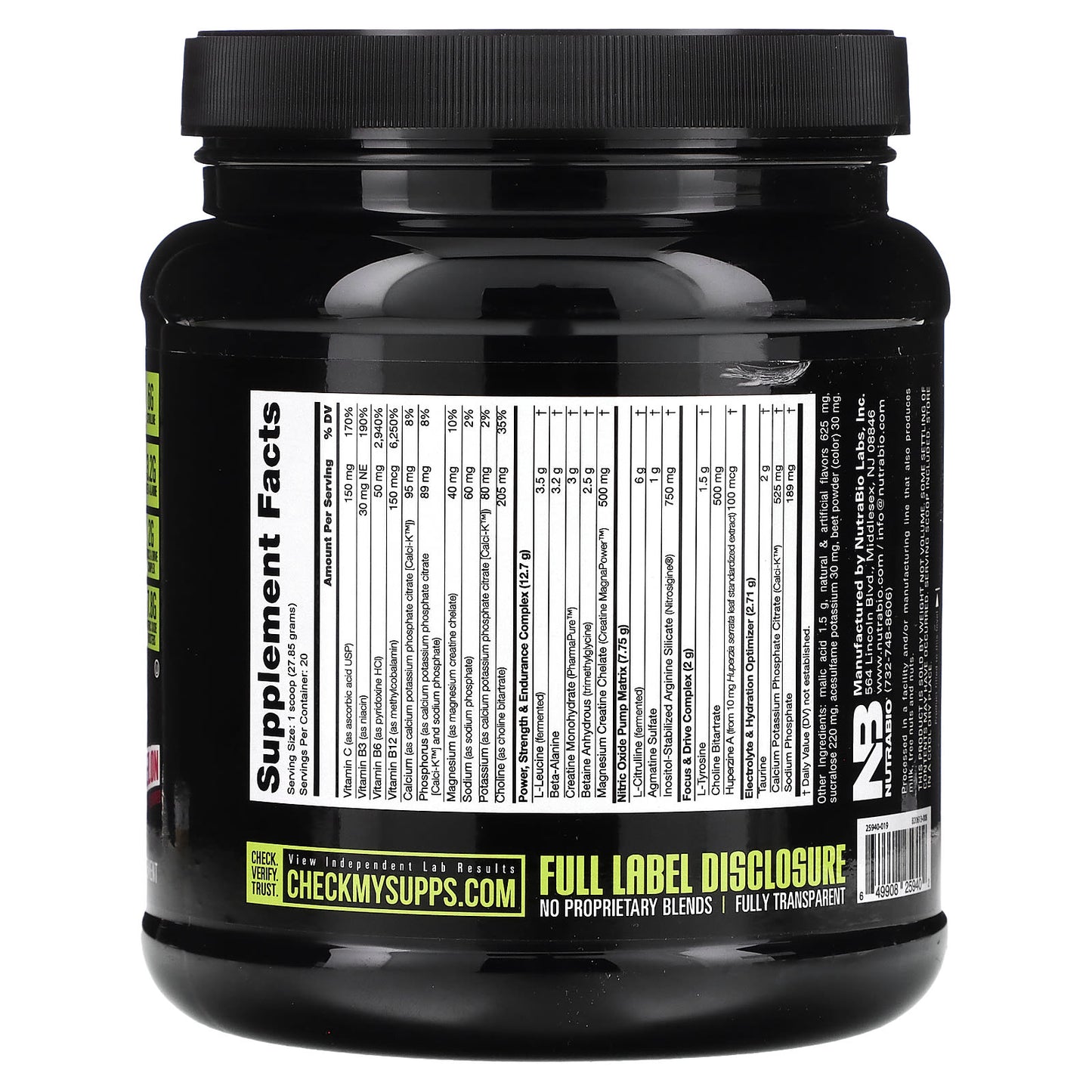 NutraBio, Pre-Workout Performance Igniter, Stim-Free, Watermelon, 1.2 lb (557 g)