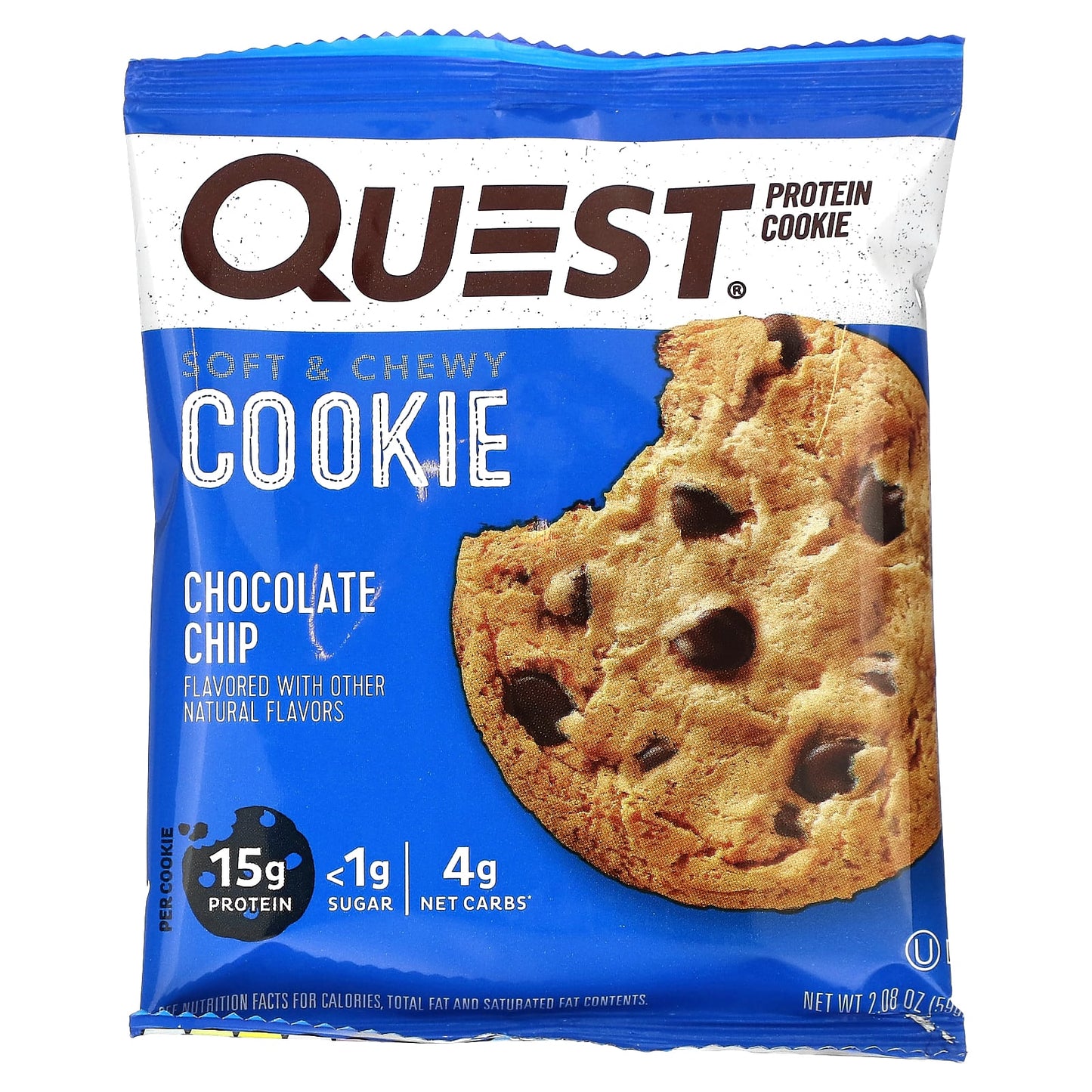 Quest Nutrition, Protein Cookie, Chocolate Chip, 4 Pack, 2.08 oz (59 g) Each