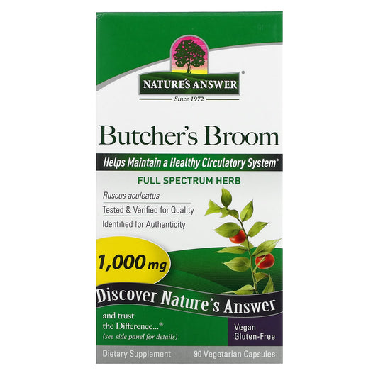 Nature's Answer-Butcher's Broom-1,000 mg-90 Vegetarian Capsules (500 mg per Capsule)