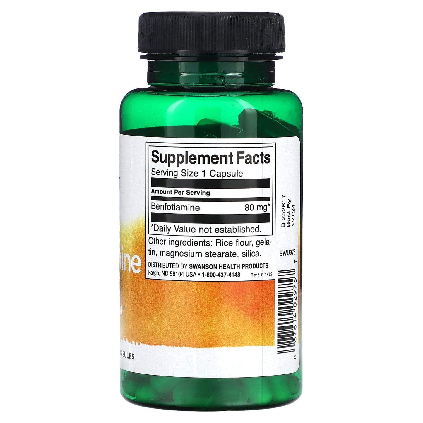 Swanson, Benfotiamine, 80 mg, 120 Capsules