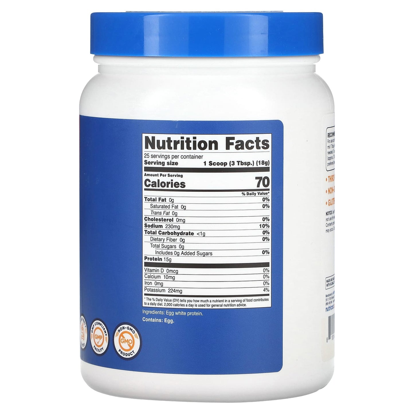 Nutricost, Egg White Protein, Unflavored, 1 lb (454 g)