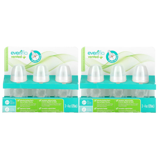 Evenflo Feeding-Vented+ Twist PP Clear Bottles-Standard-0+ Months-Slow Flow-6 Bottles-4 oz (120 ml) Each