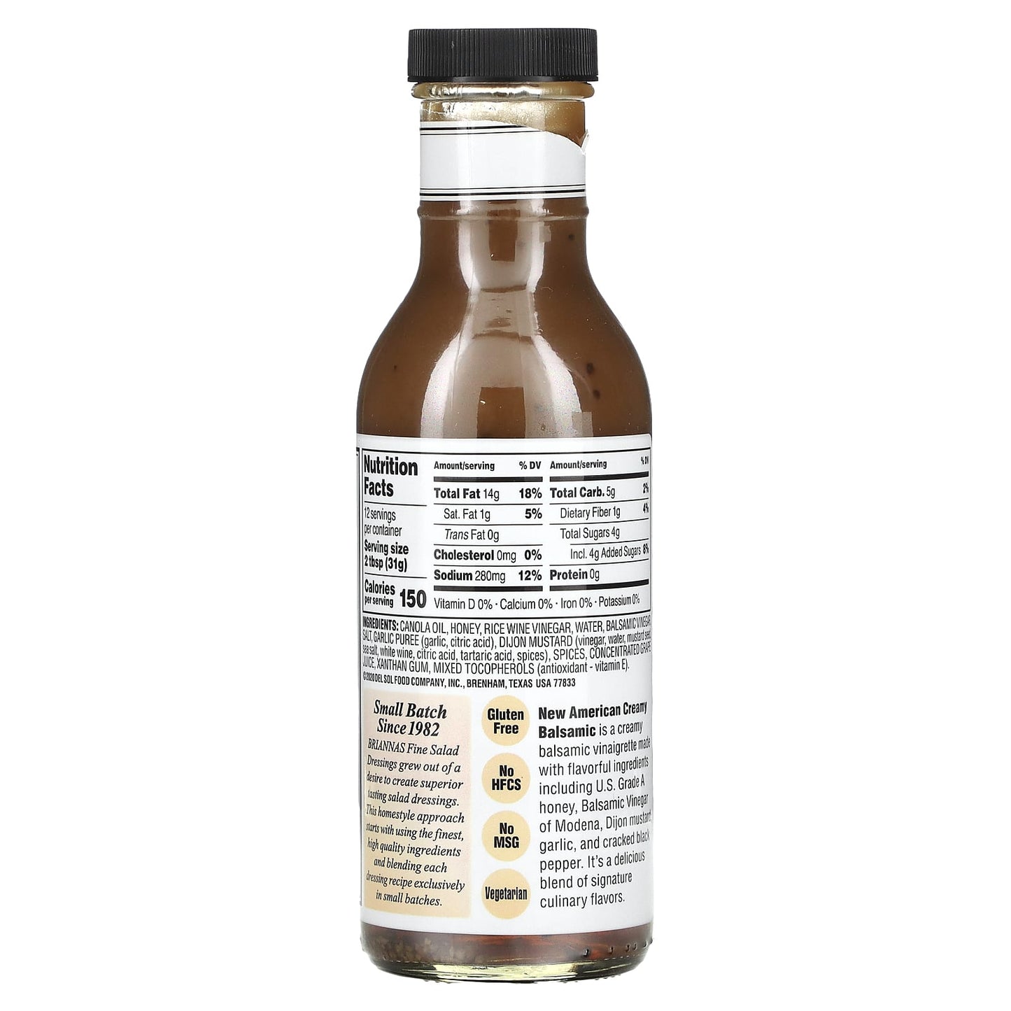 Briannas, New American Creamy Balsamic Dressing, 12 fl oz (355 ml)