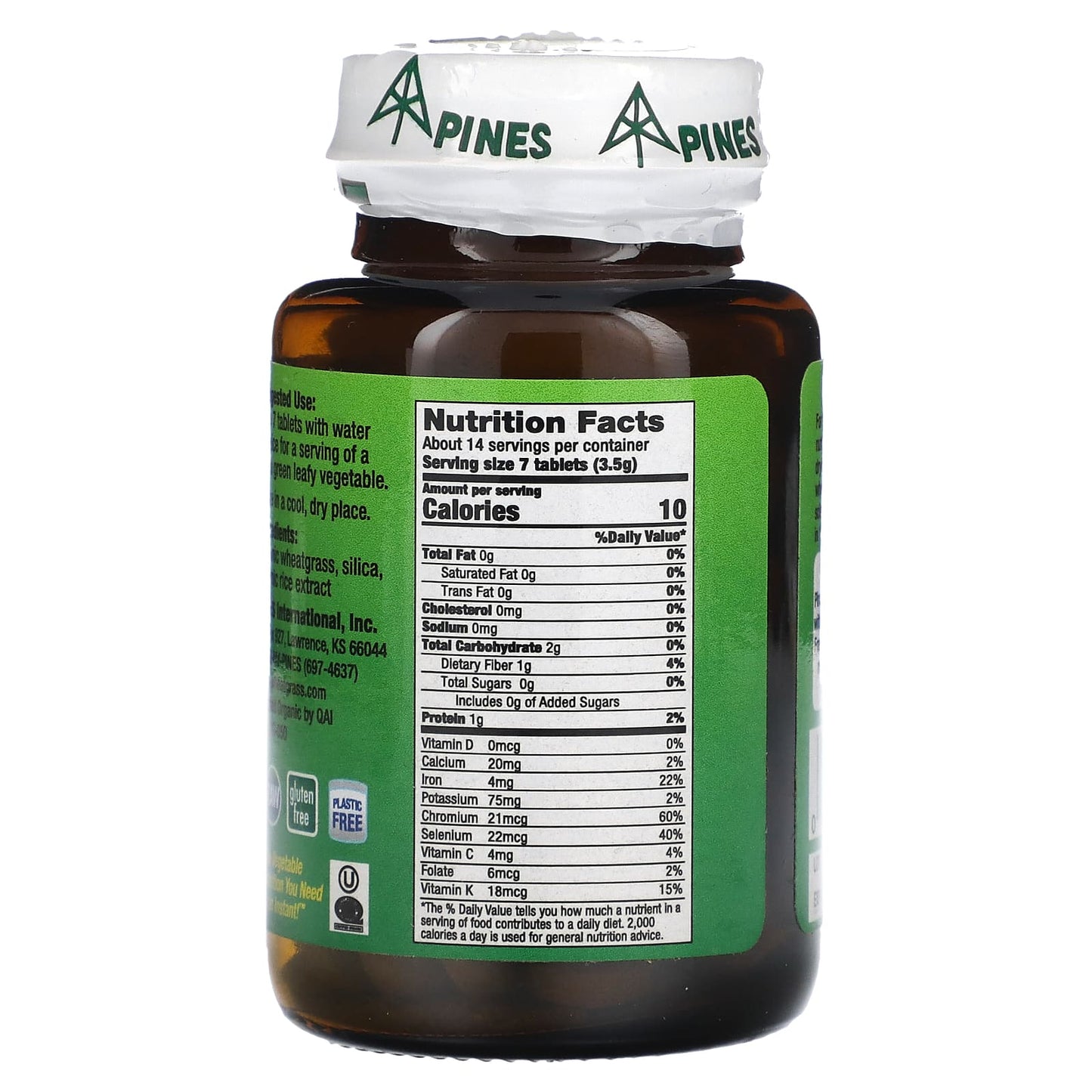 Pines International, Wheat Grass, 100 Tablets