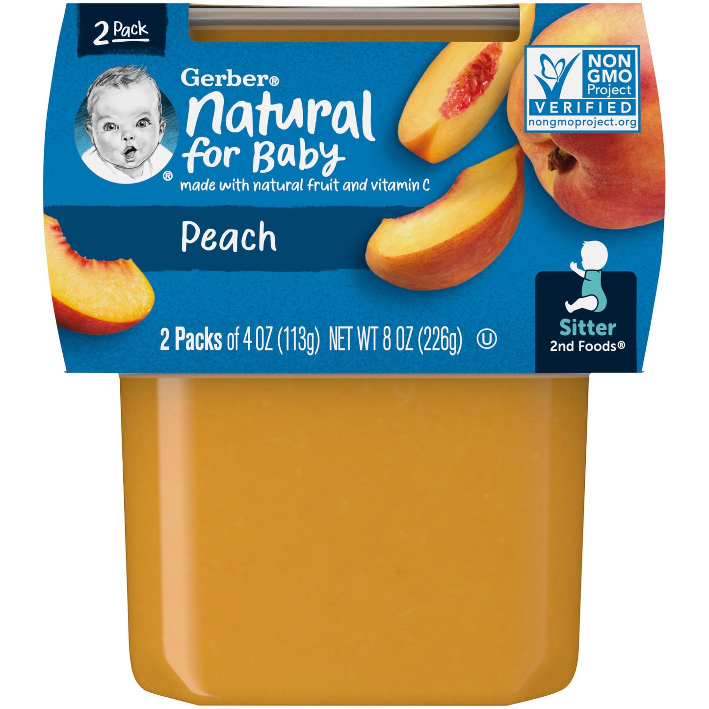 Gerber-Natural for Baby-2nd Foods-Peach-2 Pack-4 oz (113 g) Each