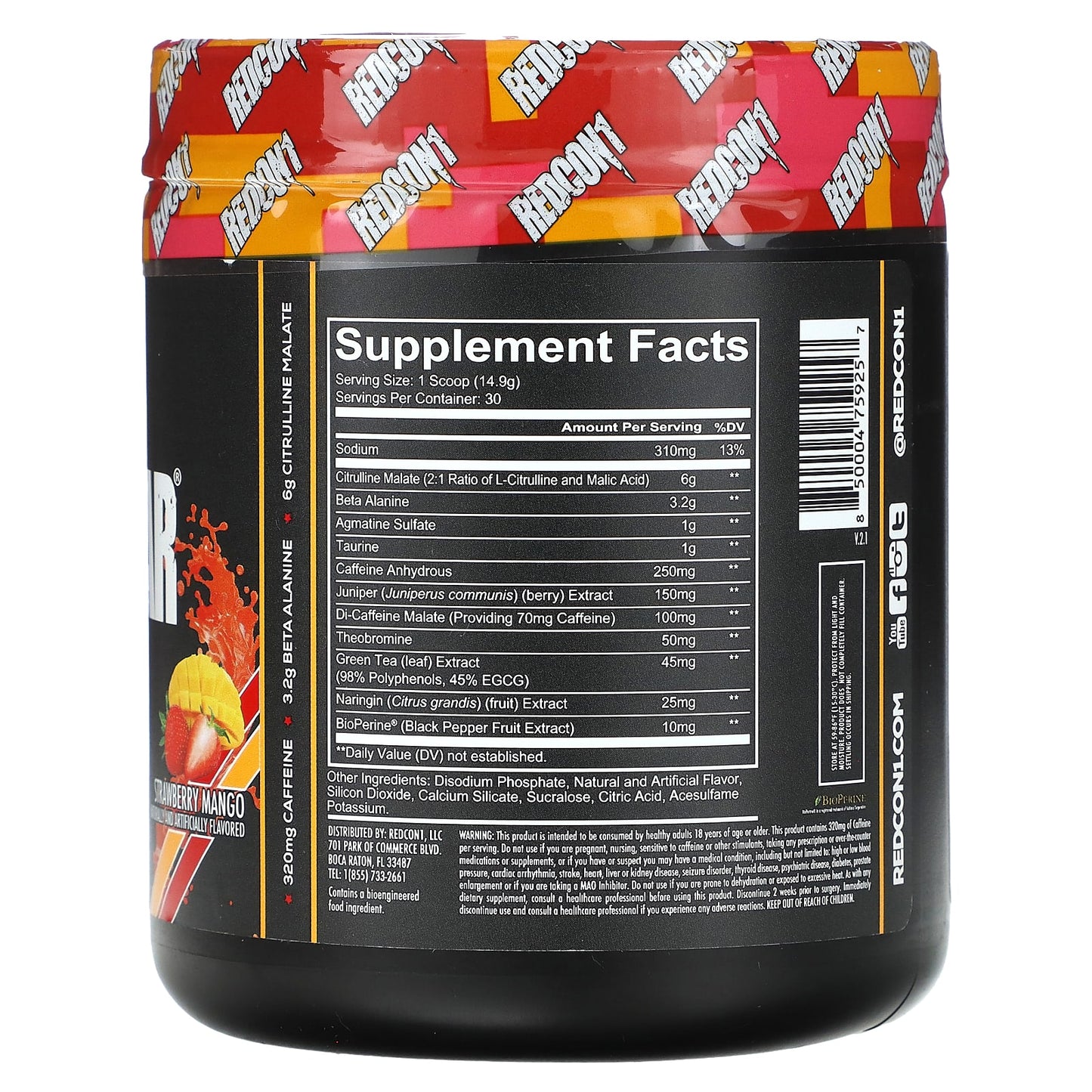 Redcon1, Total War, Preworkout, Strawberry Mango, 15.77 oz (447 g)