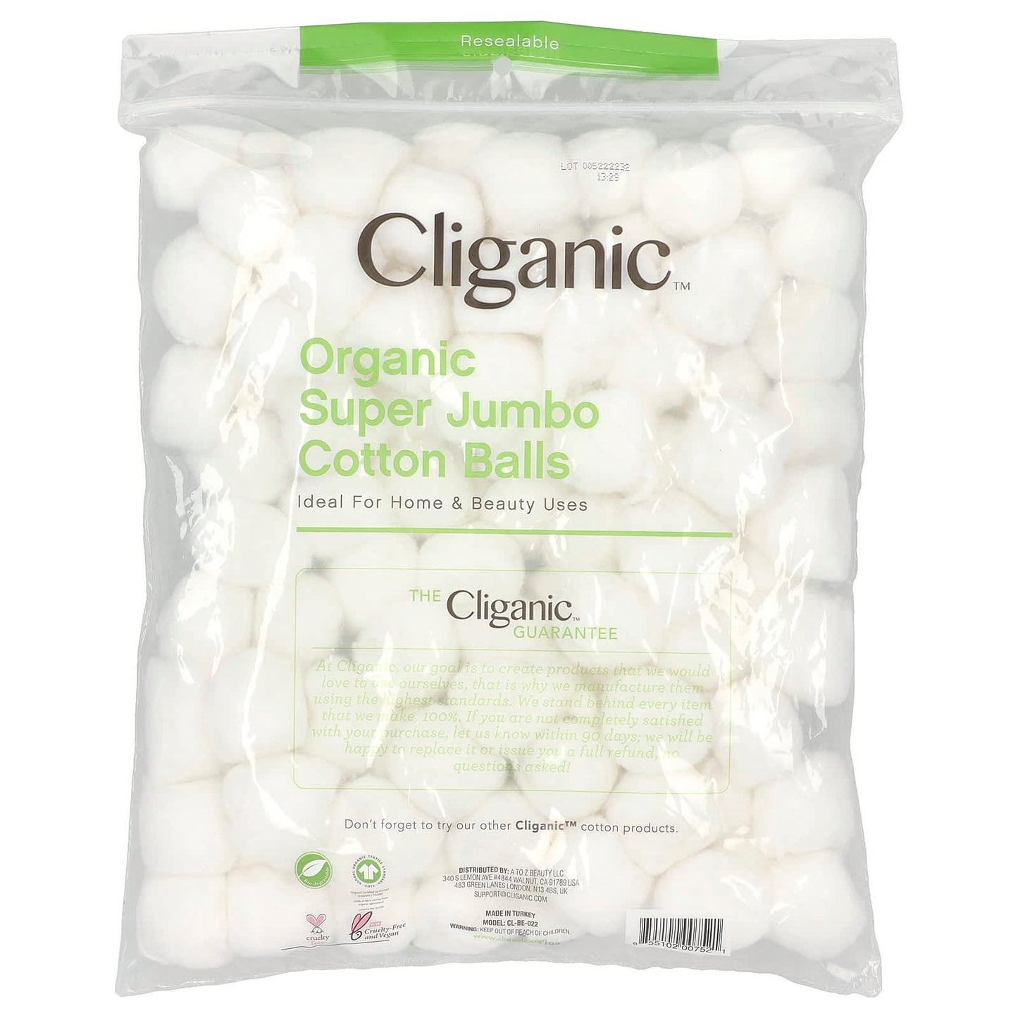 Cliganic, Organic Super Jumbo Cotton Balls, 100 Count