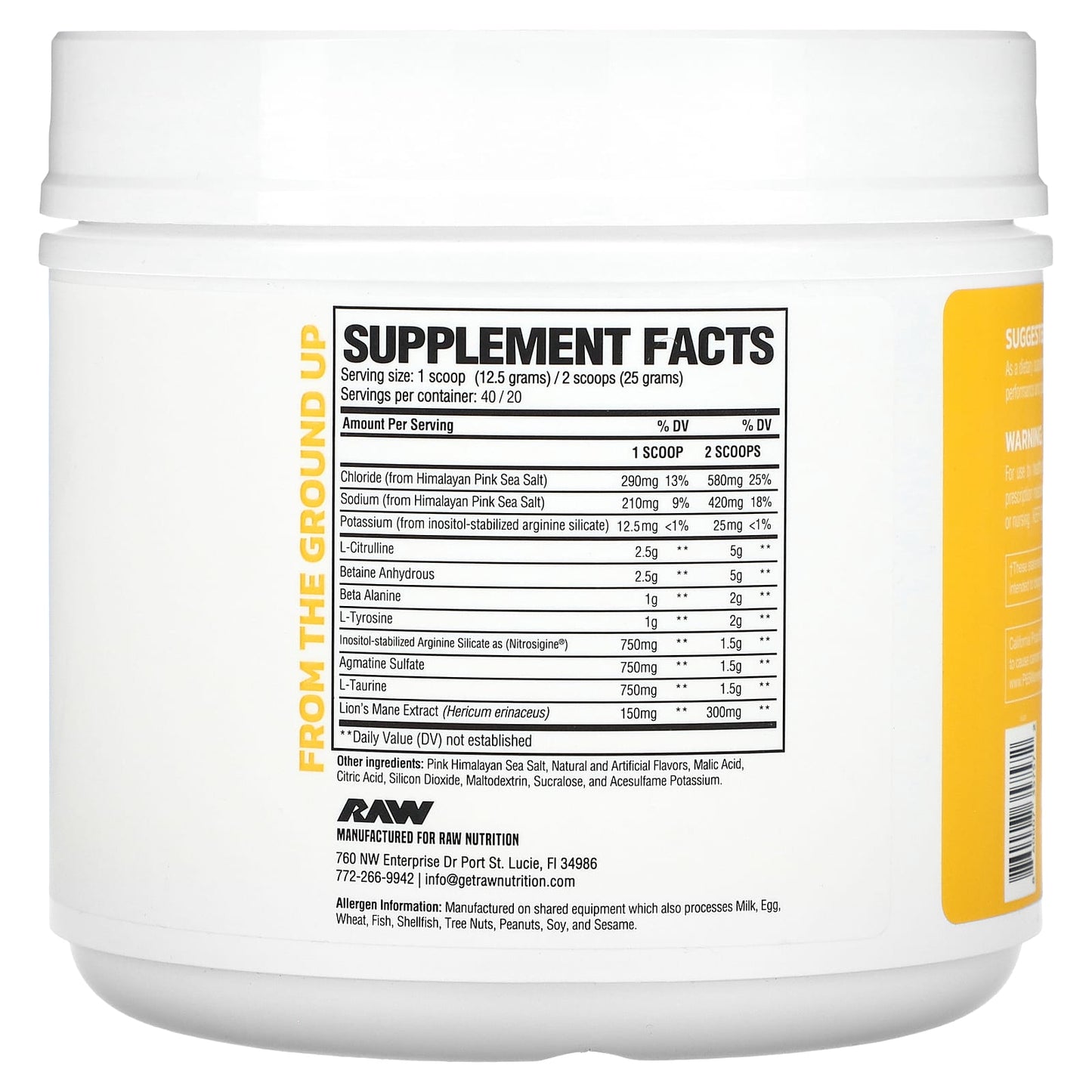 Raw Nutrition, Pump, Non-Stim, Pineapple, 1.1 lb (500 g)