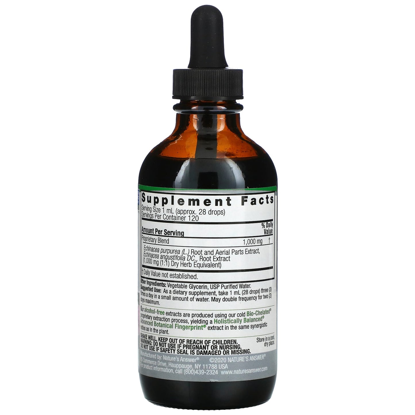 Nature's Answer, Echinacea Root, Fluid Extract, Alcohol-Free, 1,000 mg, 4 fl oz (120 ml)