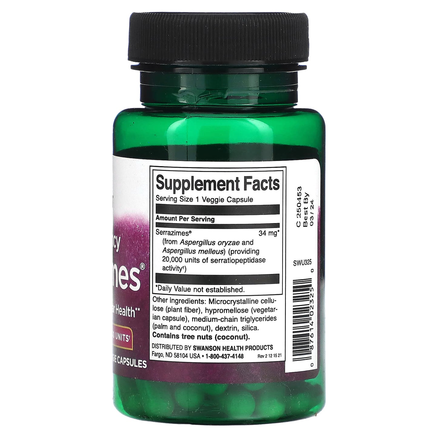 Swanson, High Potency Serrazimes, 34 mg, 60 Veggie Capsules