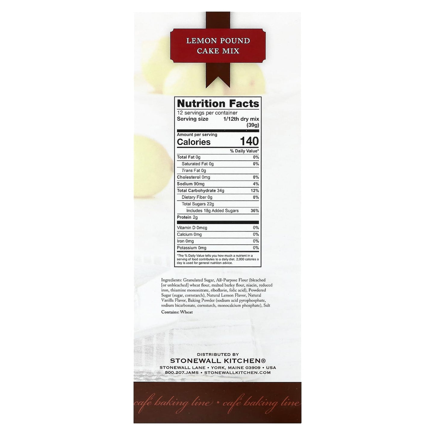 Stonewall Kitchen, Lemon Pound Cake Mix with Glaze Mix, 16.6 oz (471 g)