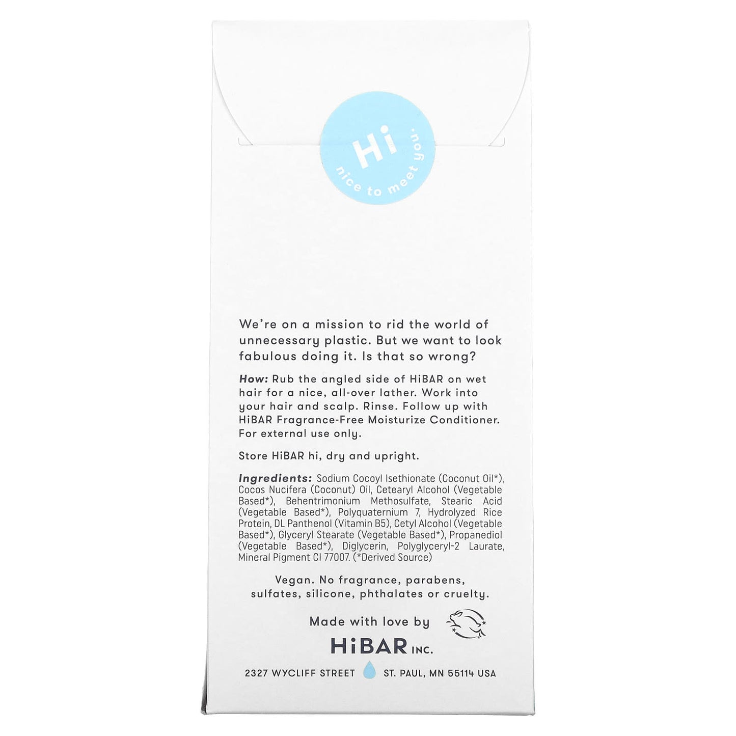 HiBAR, Solid Shampoo, Fragrance Free, 1 Bar, 3.2 oz (90 g)