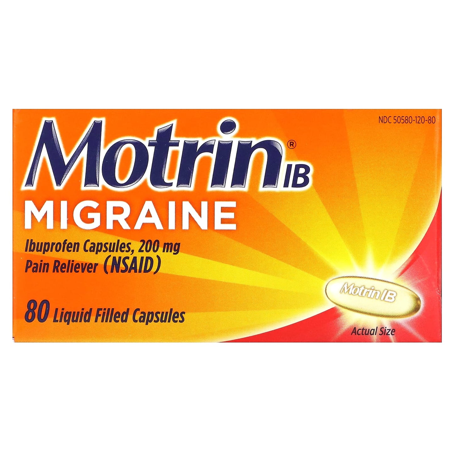 Motrin-Migraine-Ibuprofen Capsules-200 mg -80 Liquid Filled Capsules