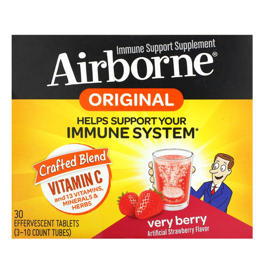 AirBorne-Immune Support Supplement-Very Berry-3 Tubes-10 Effervescent Tablets Each