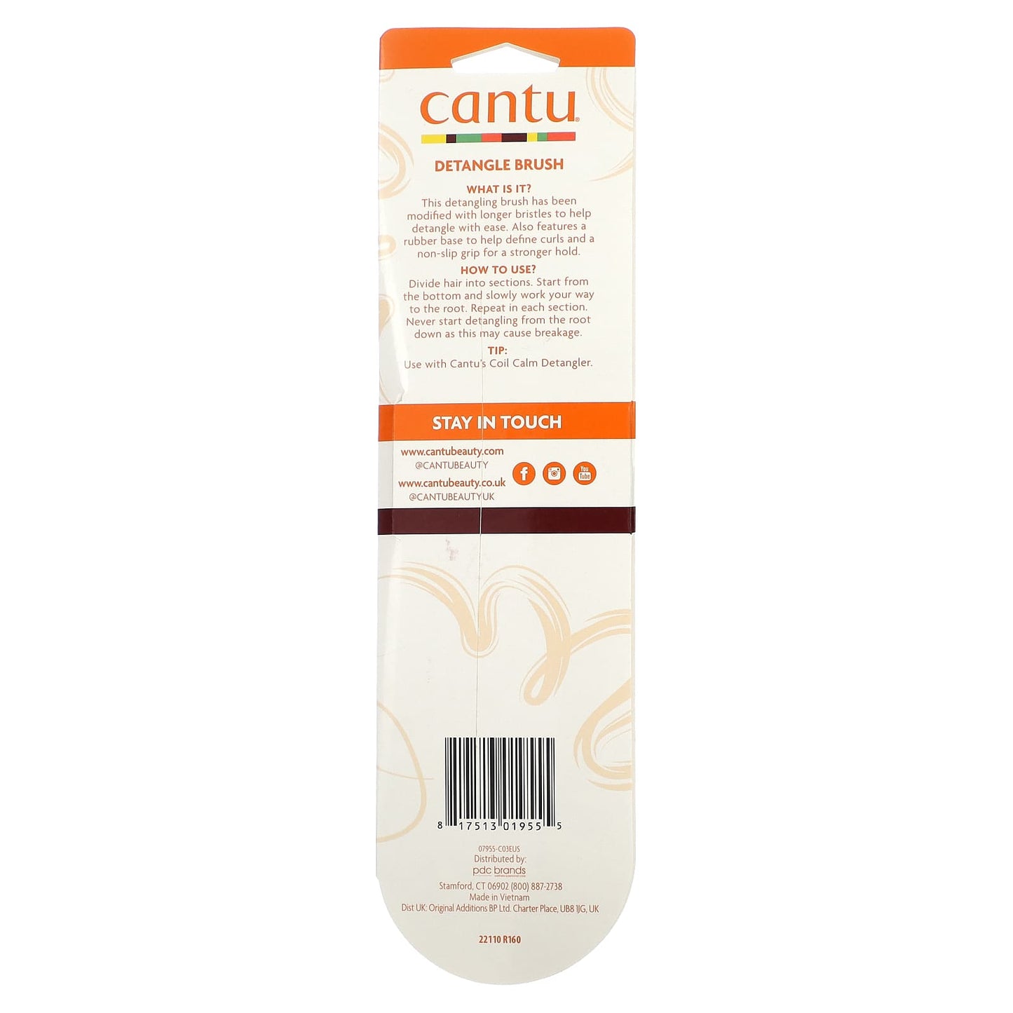 Cantu, Detangle, Sturdy Wash Day Brush, Black, 1 Brush