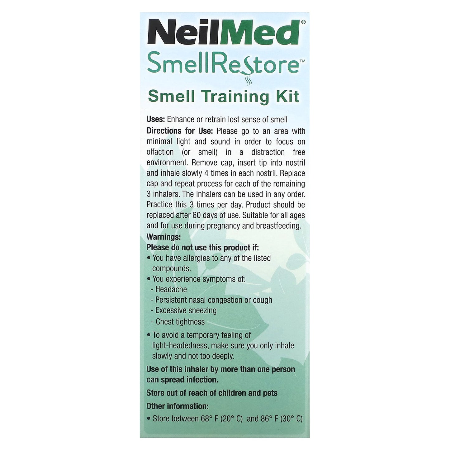 NeilMed, Smell Restore, Smell Training Kit, 4 Nasal Inhalers, 0.035 oz (0.99 g) Each