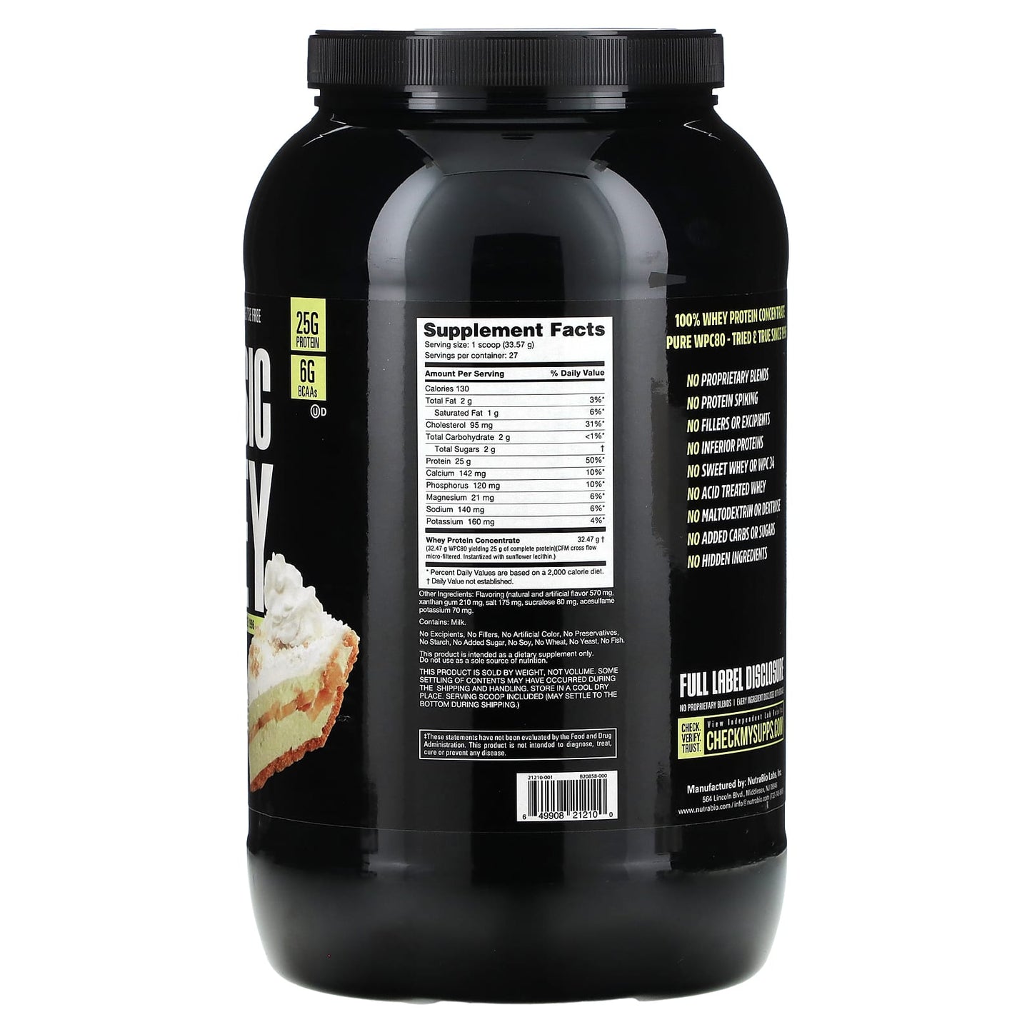 NutraBio, Classic Whey, Banana Cream Pie, 2 lb (907 g)