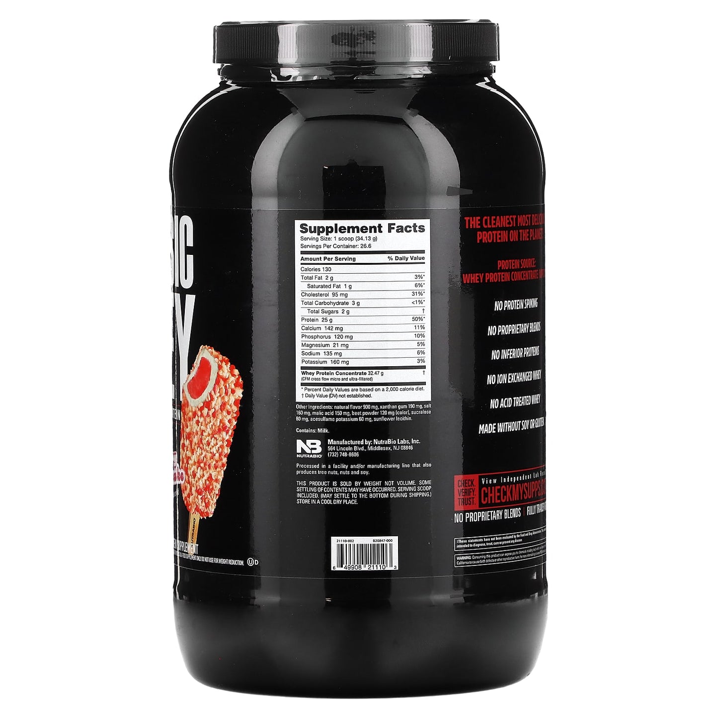 NutraBio, Classic Whey Protein, Strawberry Shortcake, 2 lb (907 g)