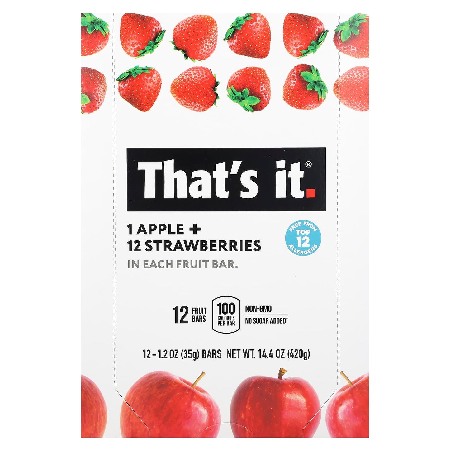 That's It-Fruit Bars-Apple + Strawberries-12 Bars-1.2 oz (35 g) Each