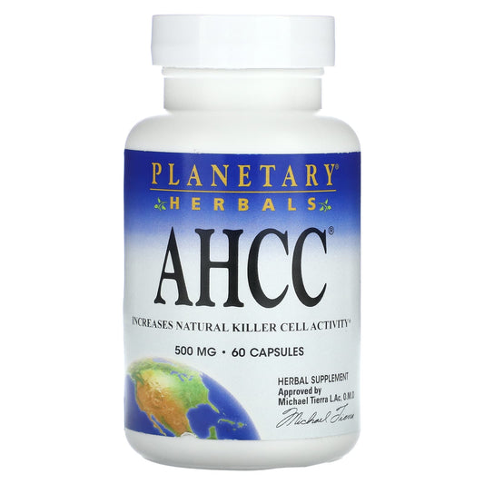 Planetary Herbals-AHCC-500 mg-60 Capsules (250 mg per Capsule)