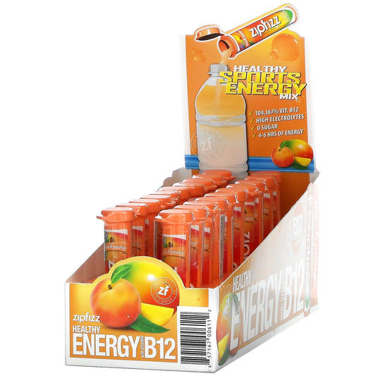 Zipfizz-Healthy Sports Energy Mix with Vitamin B12-Peach Mango-20 Tubes-0.39 oz (11 g) Each