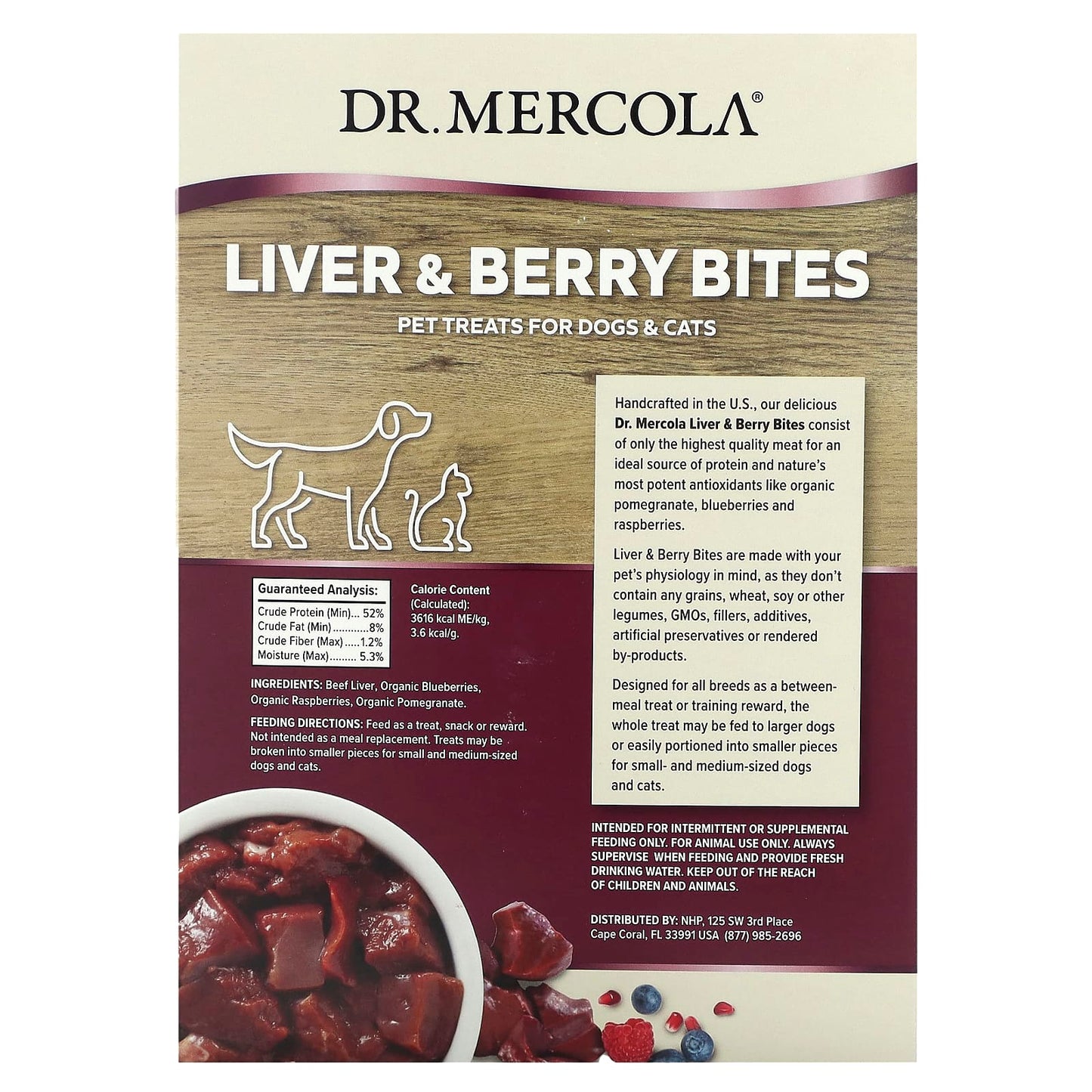 Dr. Mercola, Healthy Pet Essentials, Liver & Berry Bites, For Dogs & Cats, Angus Beef Liver, 5 oz (141.74 g)