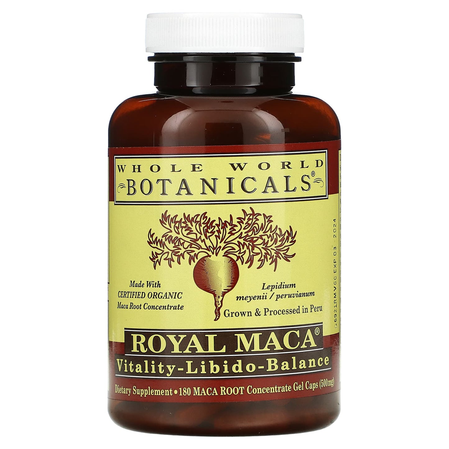 Whole World Botanicals-Royal Maca-500 mg-180 Gel Caps (250 mg per Capsule)