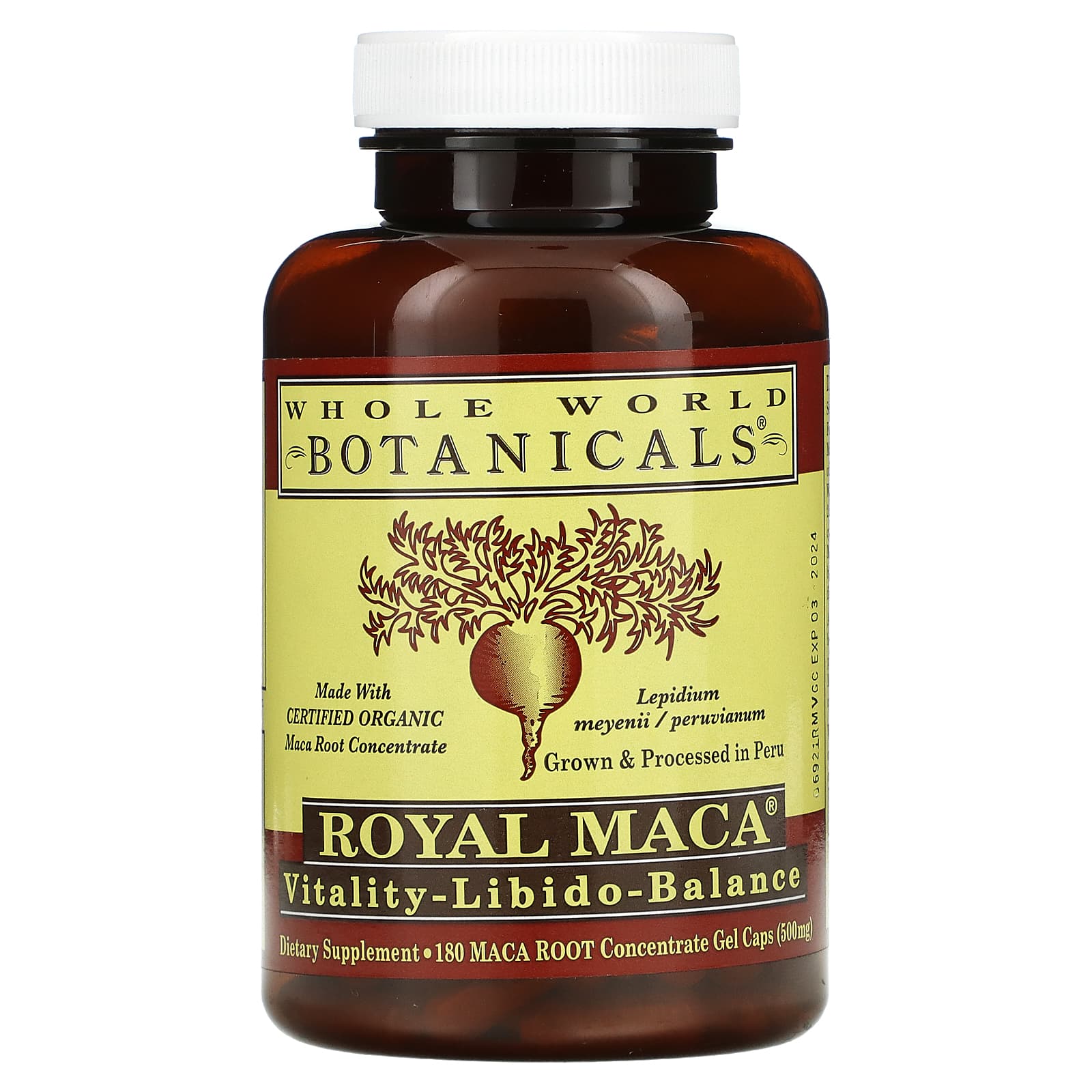 Whole World Botanicals-Royal Maca-500 mg-180 Gel Caps (250 mg per Capsule)