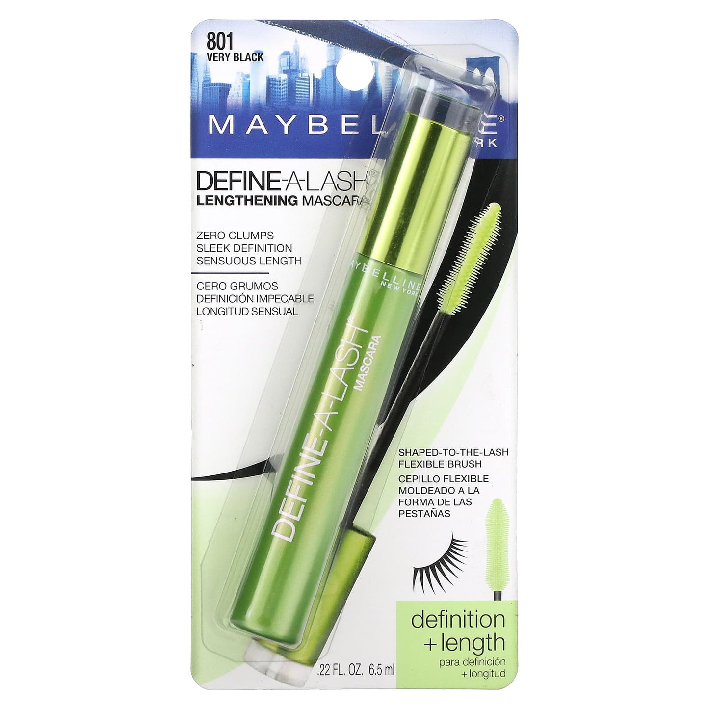 Maybelline, Define-A-Lash, Lengthening Mascara, 801 Very Black, 0.22 fl oz (6.5 ml)