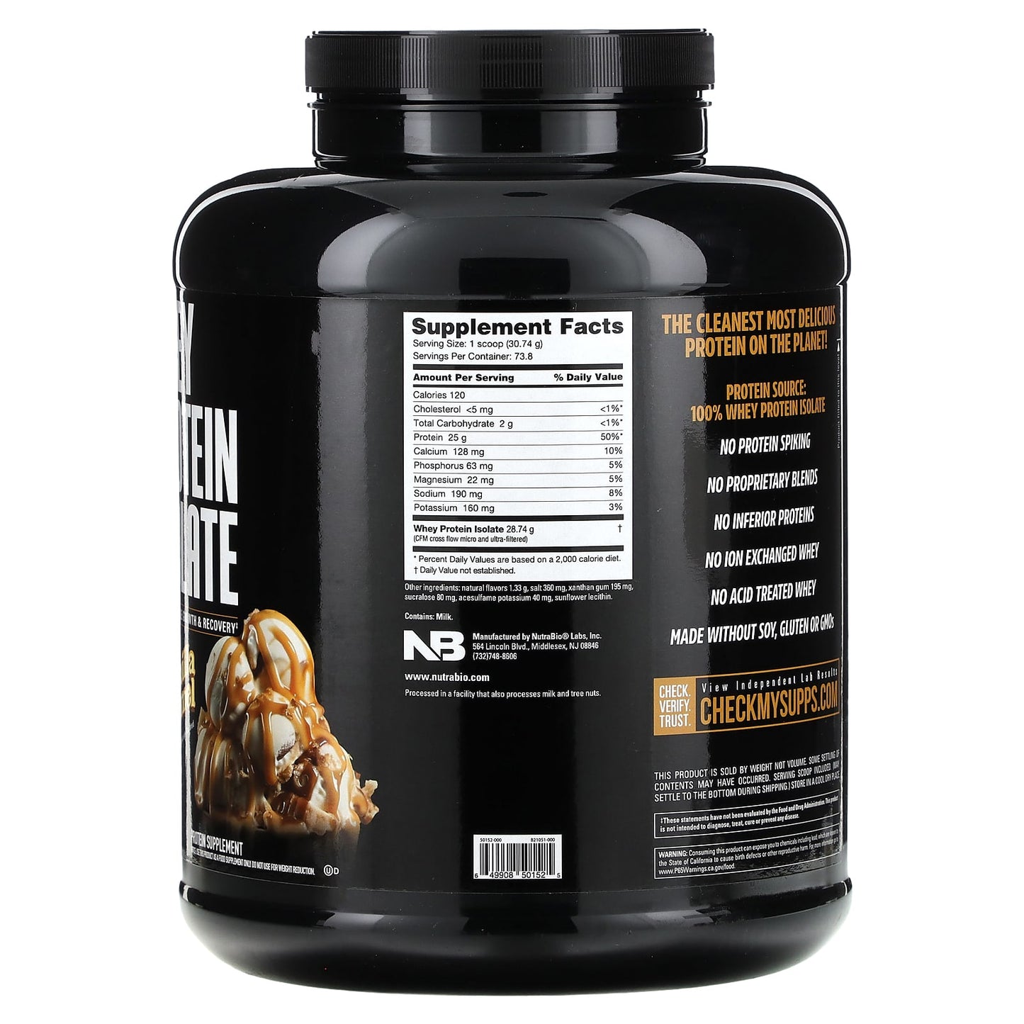 NutraBio, Whey Protein Isolate, Vanilla Caramel , 5 lb (2,268 g)