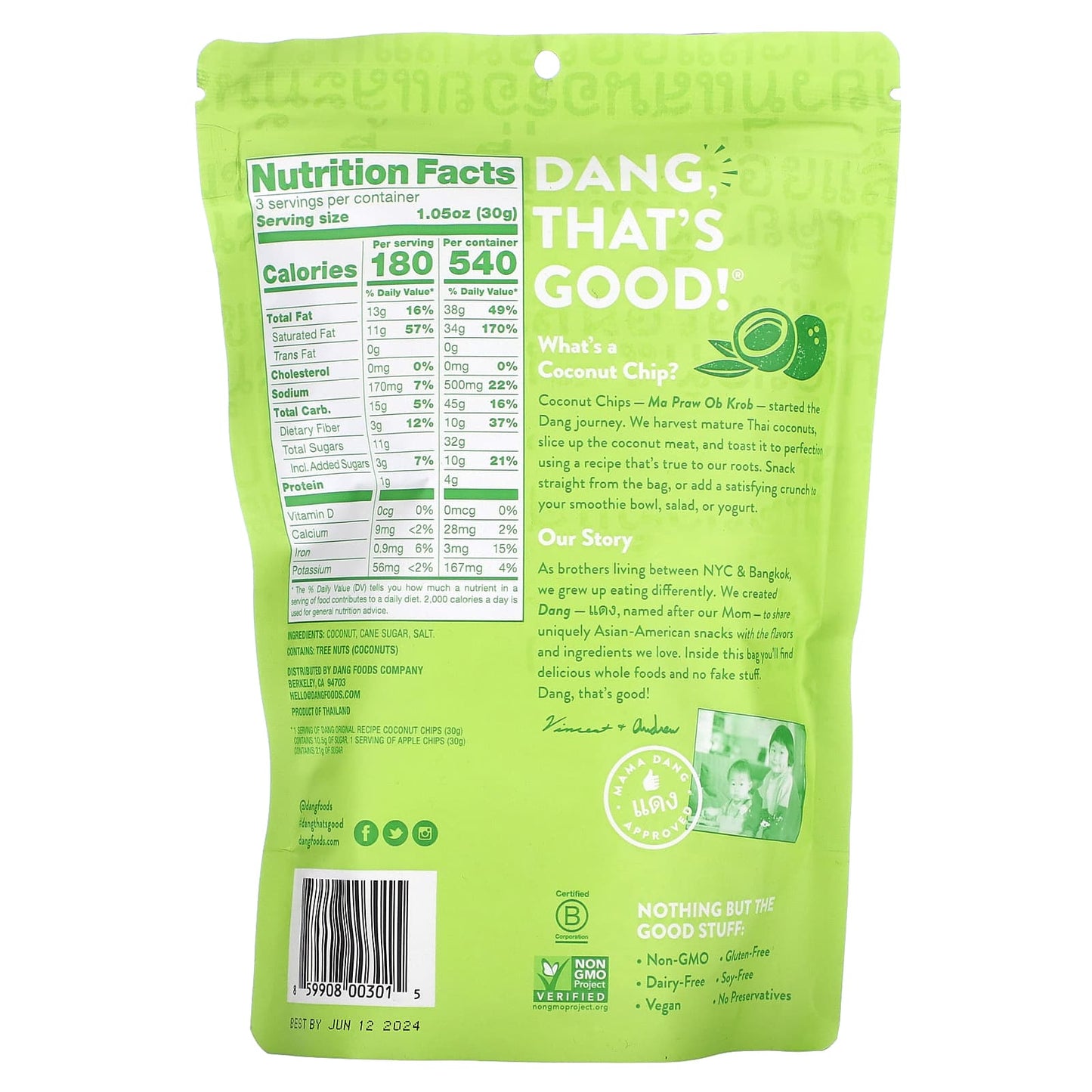 Dang Foods, Coconut Chips, Original Recipe, 3.17 oz (90 g)