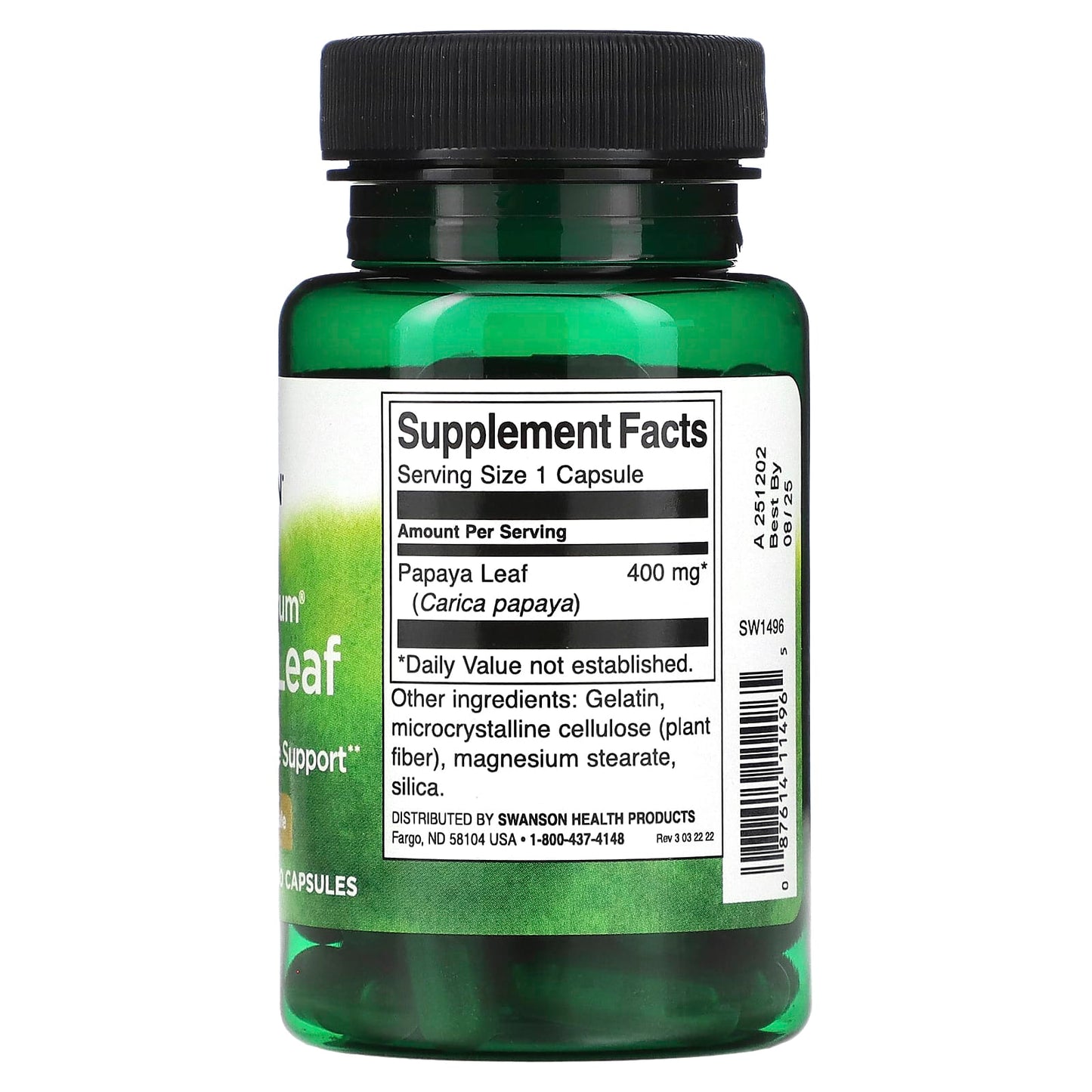 Swanson, Full Spectrum Papaya Leaf, 400 mg, 60 Capsules