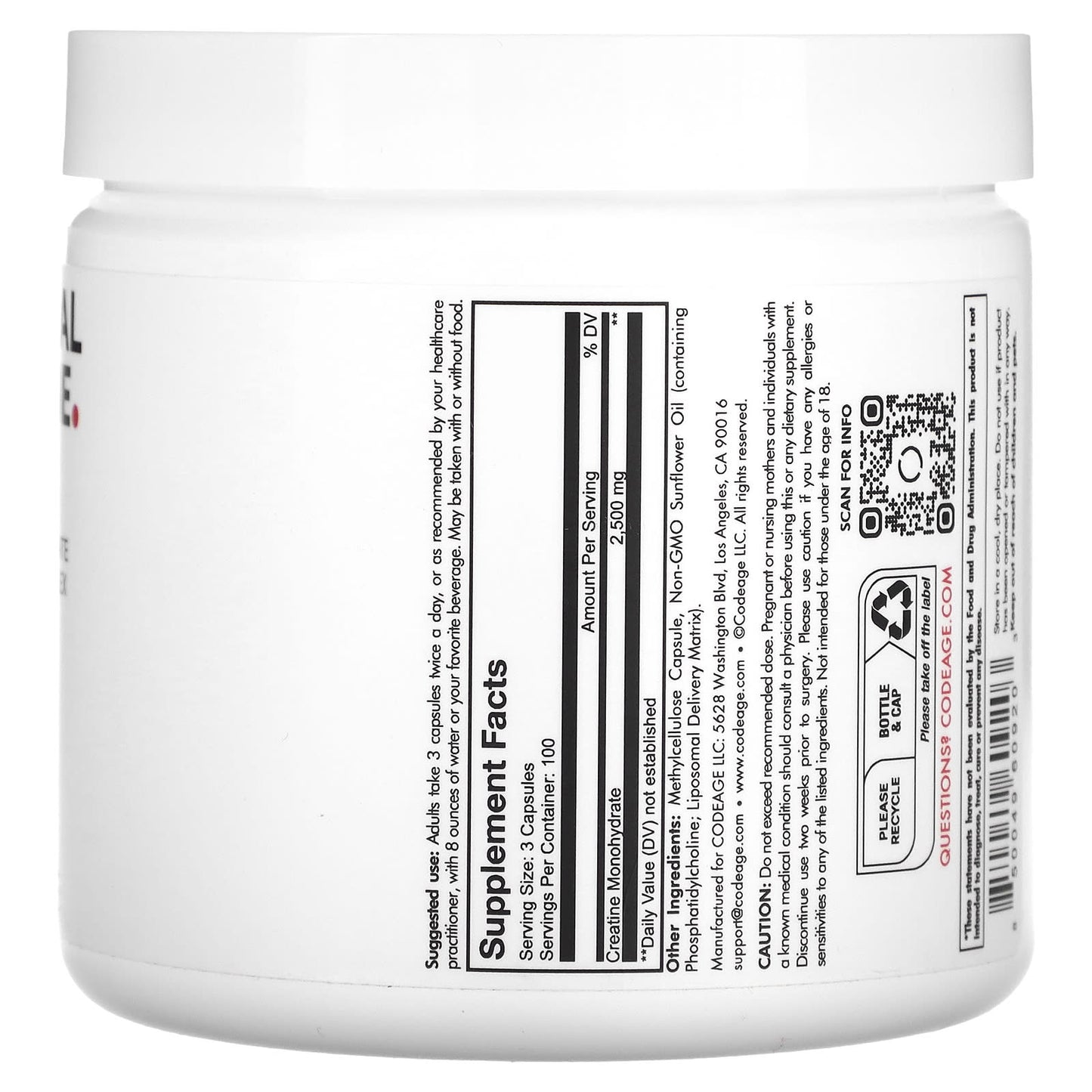 Codeage, Liposomal Creatine, 300 Capsules