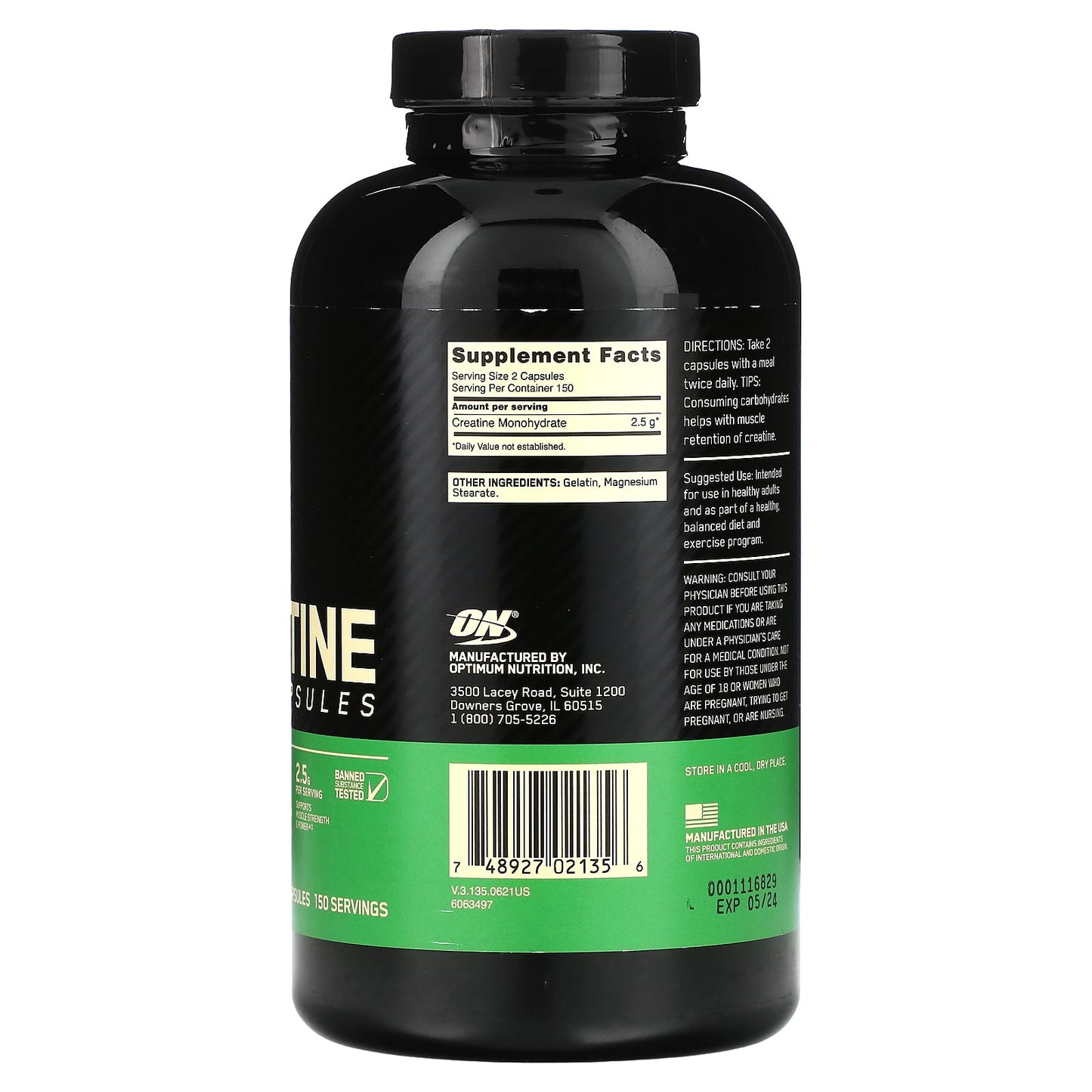 Optimum Nutrition, Micronized Creatine, 300 Capsules