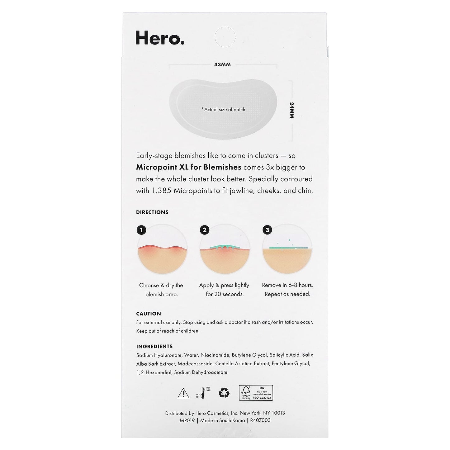 Hero Cosmetics, Mighty Patch, Micropoint XL For Blemishes, 6 Patches