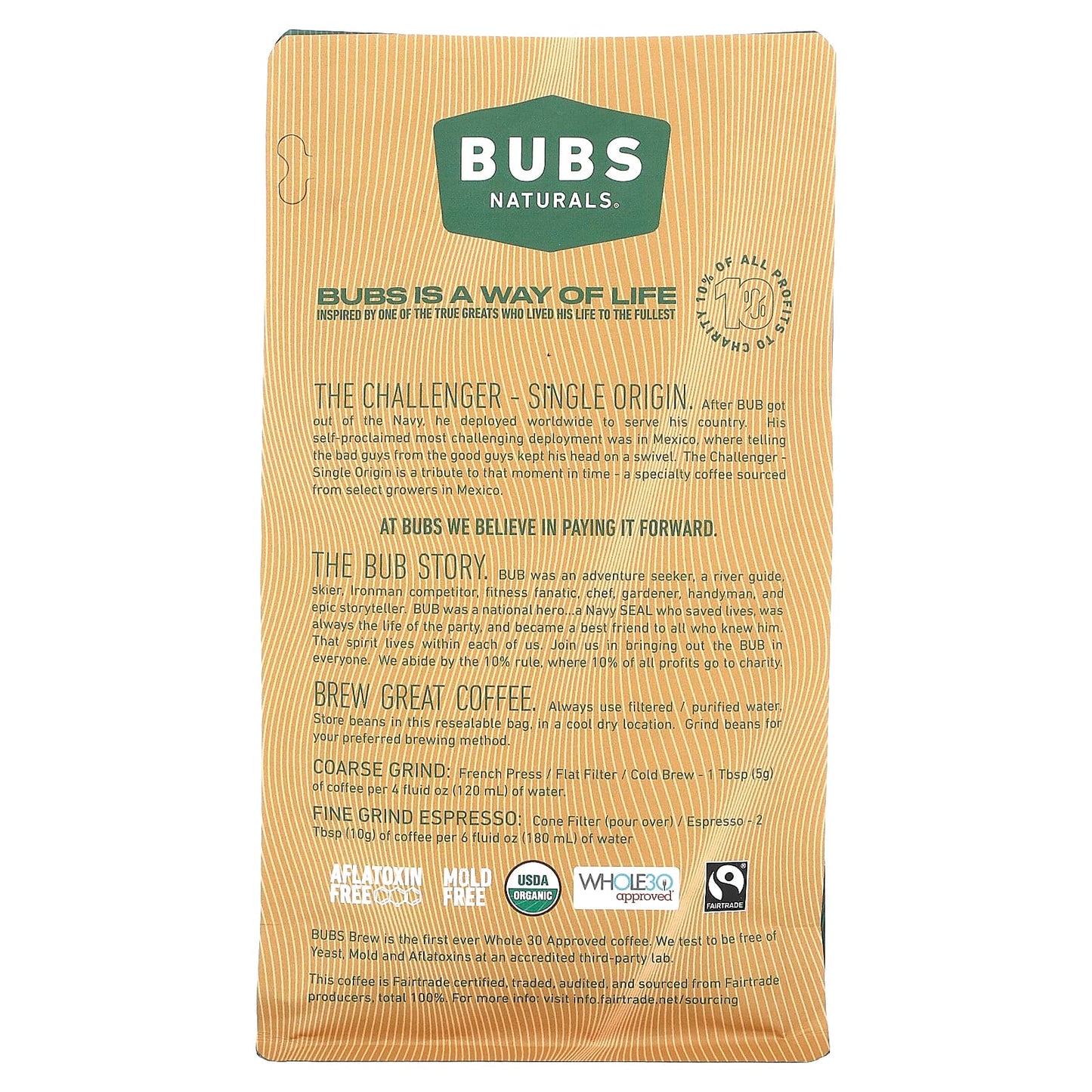 BUBS Naturals, Bubs Brew, The Challenger Single Origin, Whole Bean, Medium Roast, 12 oz (340 g)