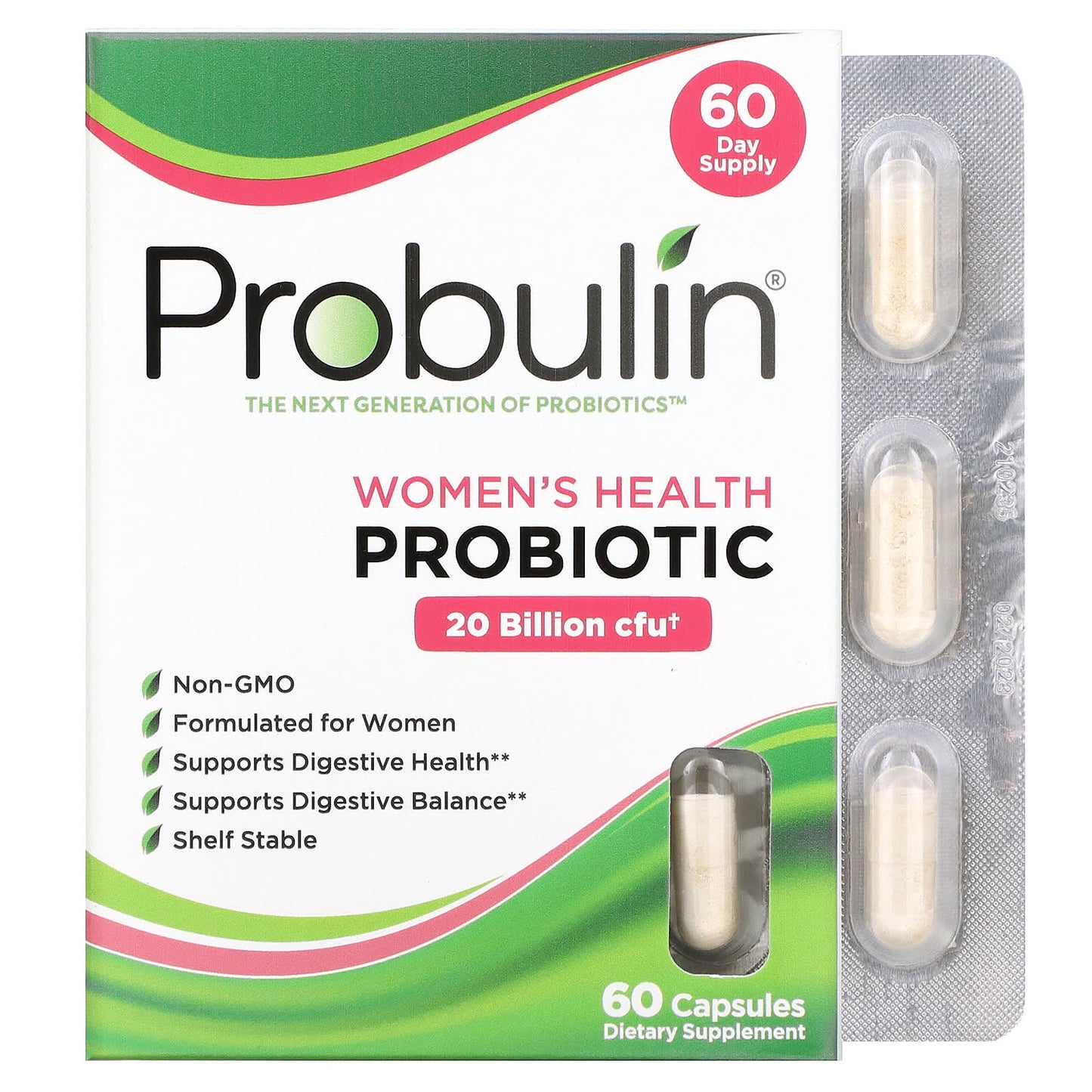 Probulin-Women's Health Probiotic-20 Billion CFU-60 Capsules