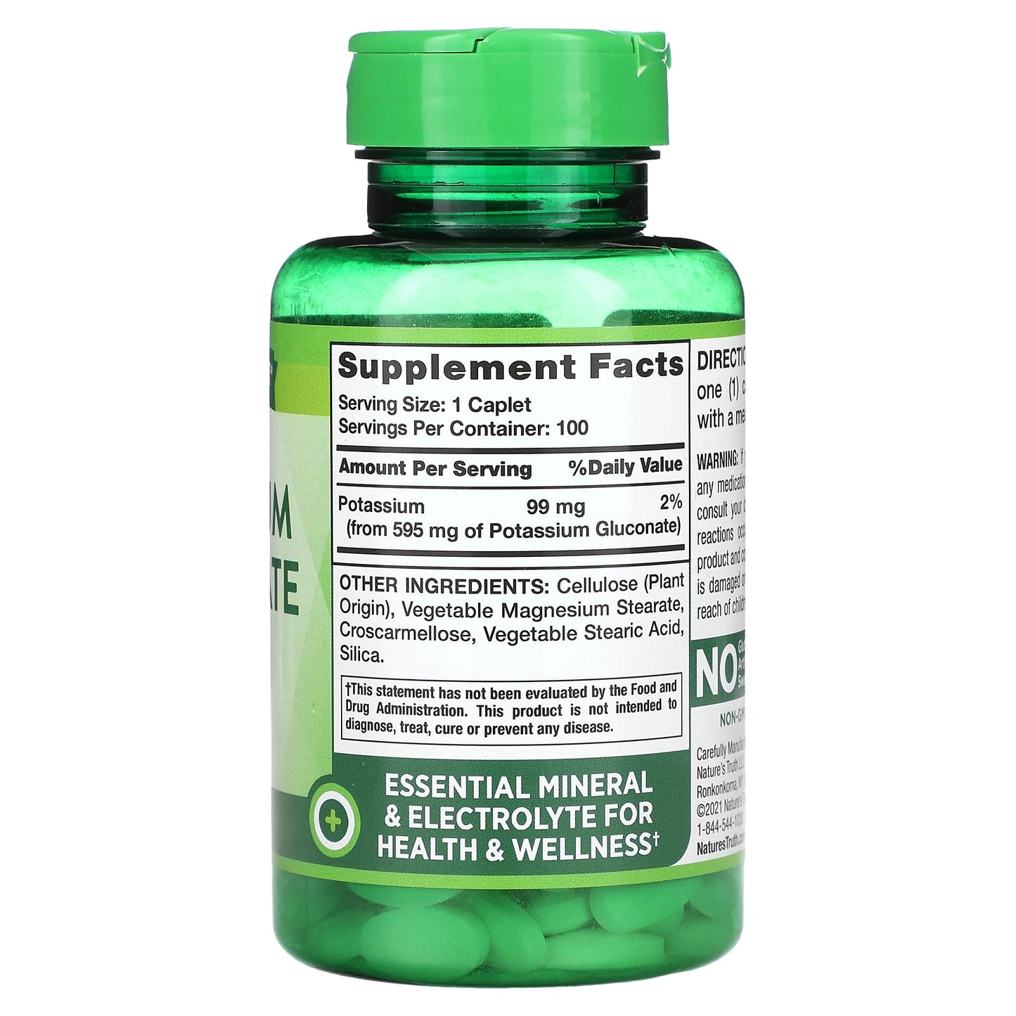 Nature's Truth, Potassium Gluconate, 595 mg, 100 Caplets