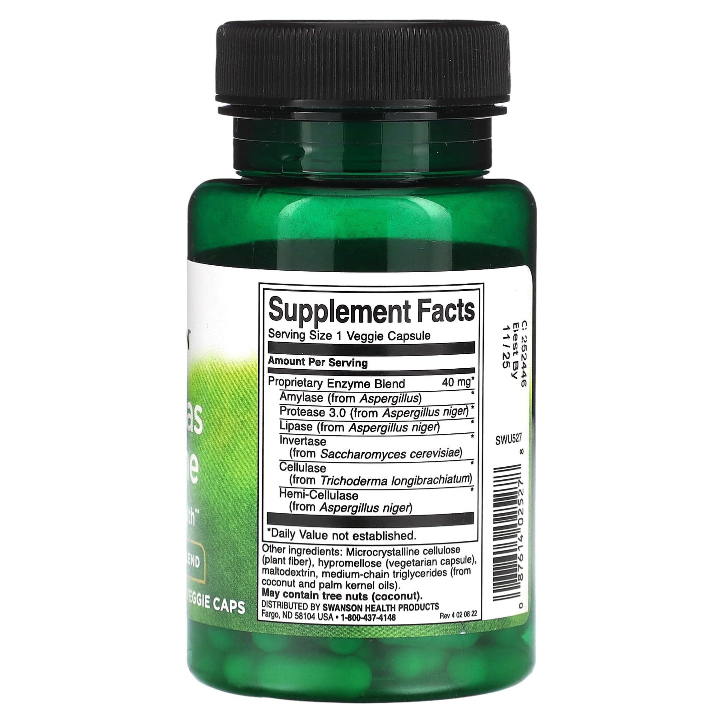 Swanson, Anti-Gas Enzyme, High Potency Blend, 90 Veggie Caps