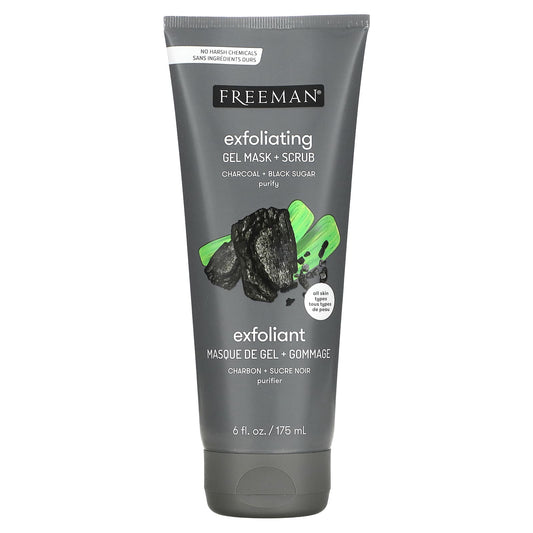 Freeman Beauty-Exfoliating Gel Beauty Mask + Scrub-Charcoal + Black Sugar-6 fl oz (175 ml)