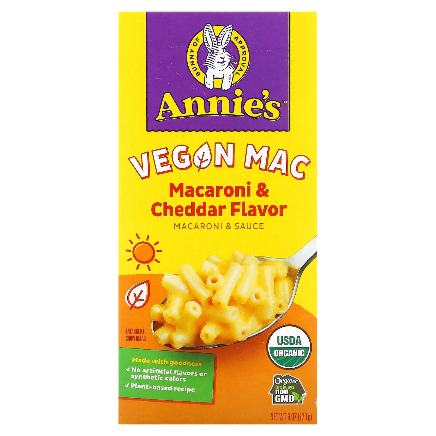 Annie's Homegrown-Organic Vegan Mac-Macaroni & Cheddar -6 oz (170 g)