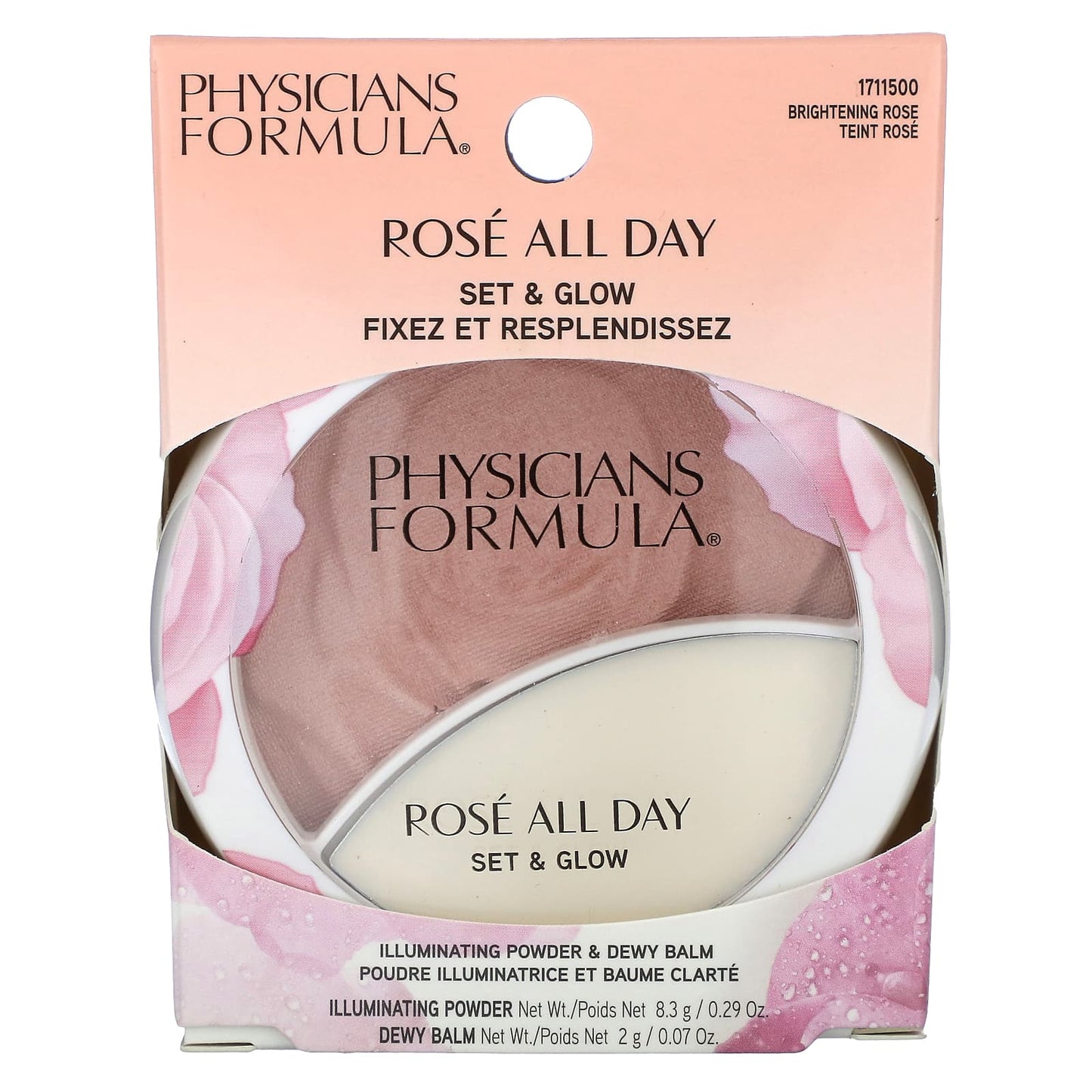 Physicians Formula, Rosé All Day, Set & Glow, Illuminating Powder & Dewy Balm, 1711500 Brightening Rose, 1 Count