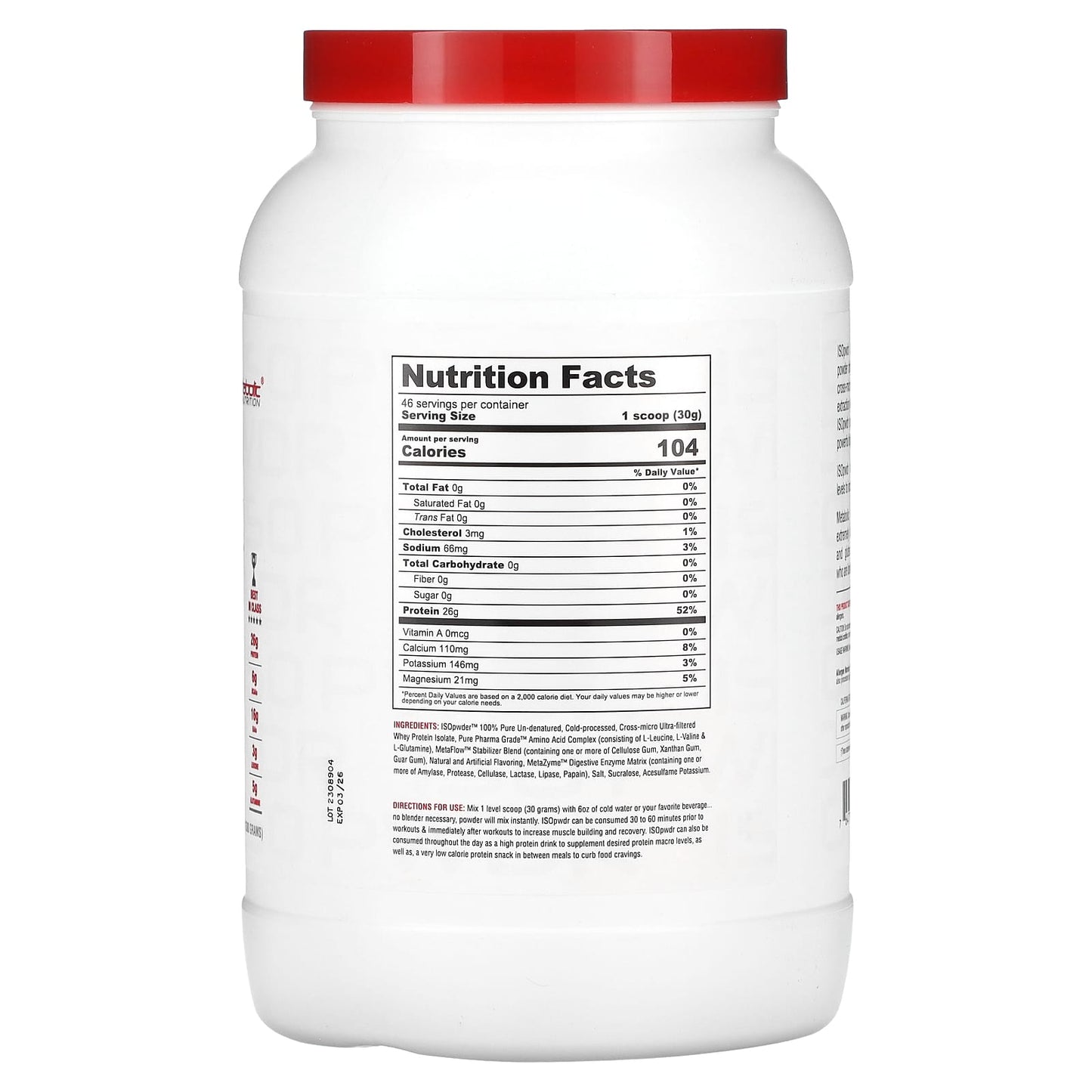 Metabolic Nutrition, ISOpwdr, Whey Protein Isolate, Strawberry Cream, 3.04 lb (1,380 g)