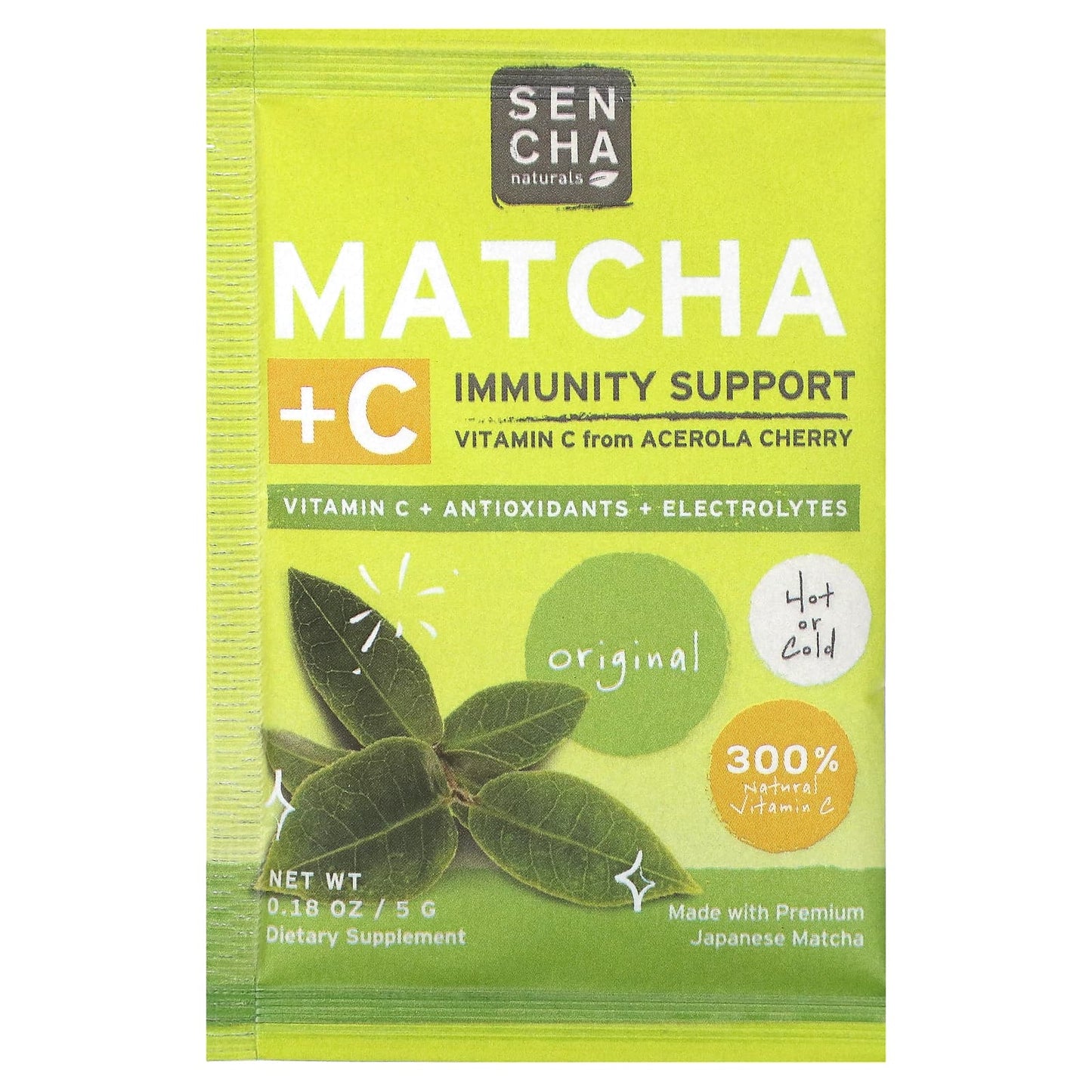 Sencha Naturals, Matcha + C, Original, 10 Packets, 0.18 oz (5 g) Each