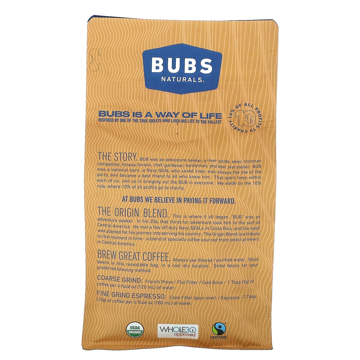 BUBS Naturals, Bubs Brew, The Origin Blend, Whole Bean, Medium Roast, 12 oz (340 g)