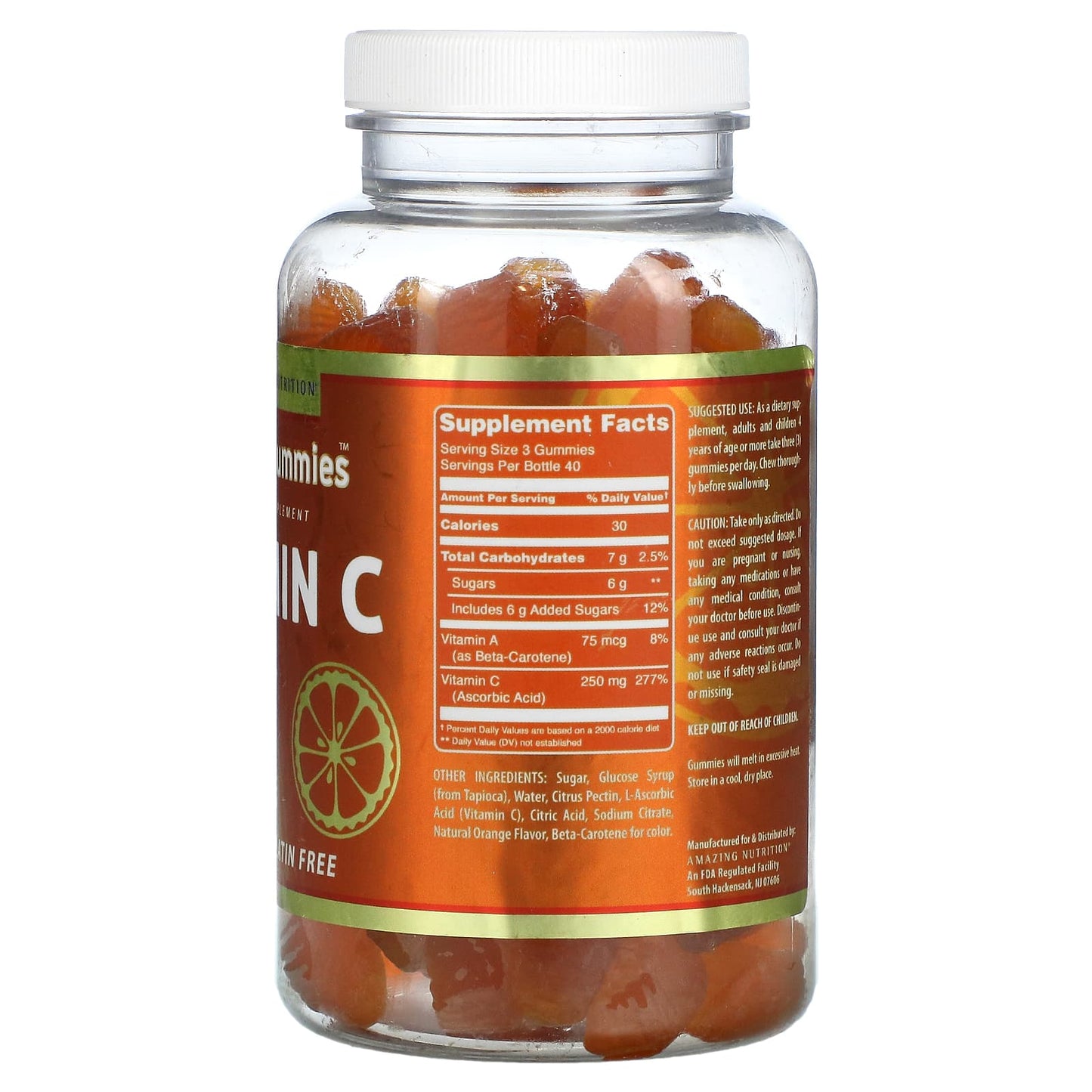 Amazing Nutrition, Amazing Gummies, Vitamin C, Orange, 120 Gummies