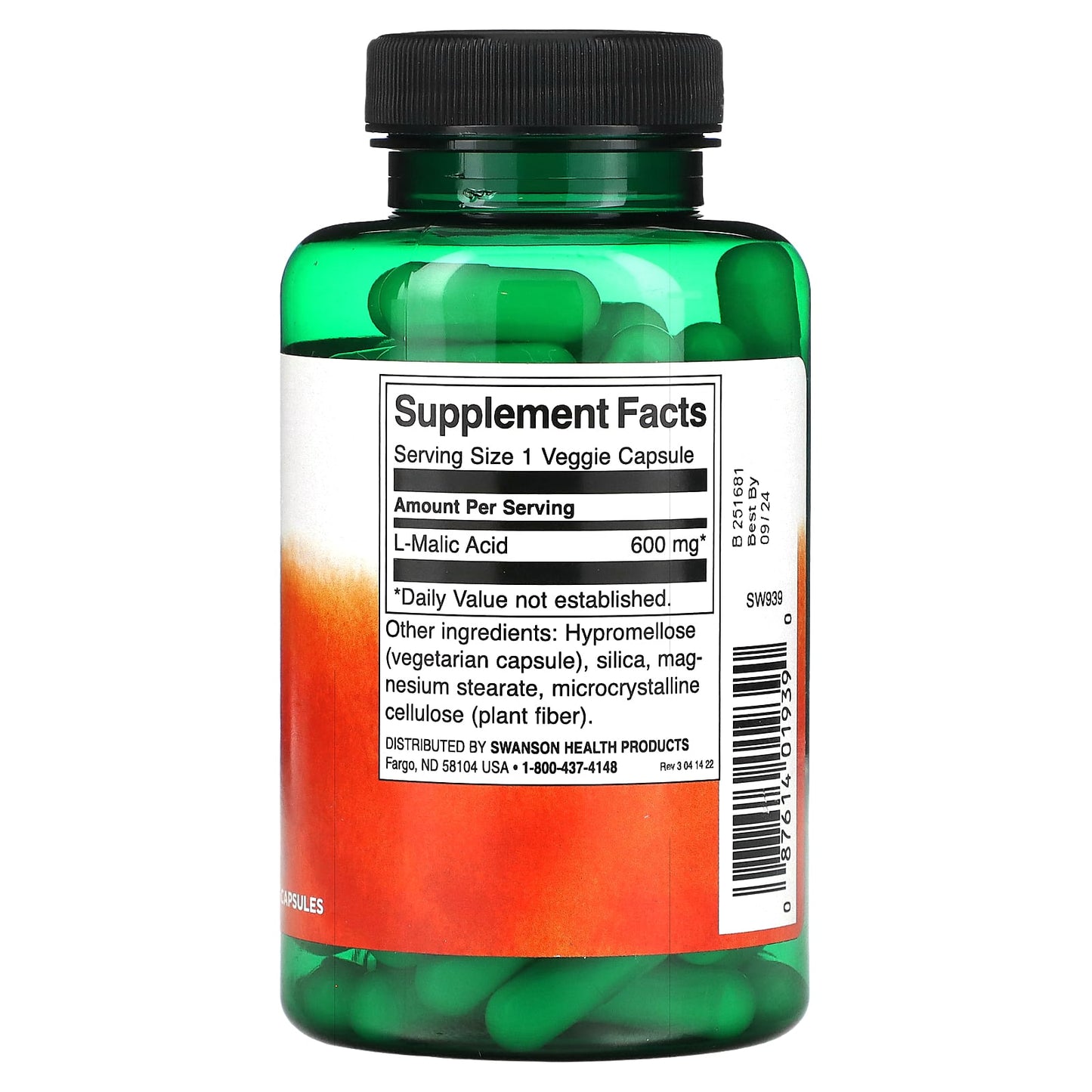 Swanson, Malic Acid, 600 mg, 100 Veggie Capsules