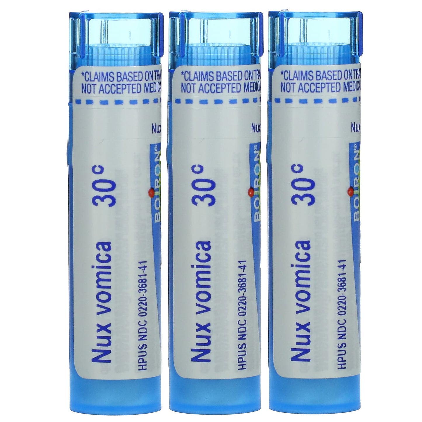 Boiron, Nux Vomica 30C, 3 Tubes, Approx 80 Pellets Each