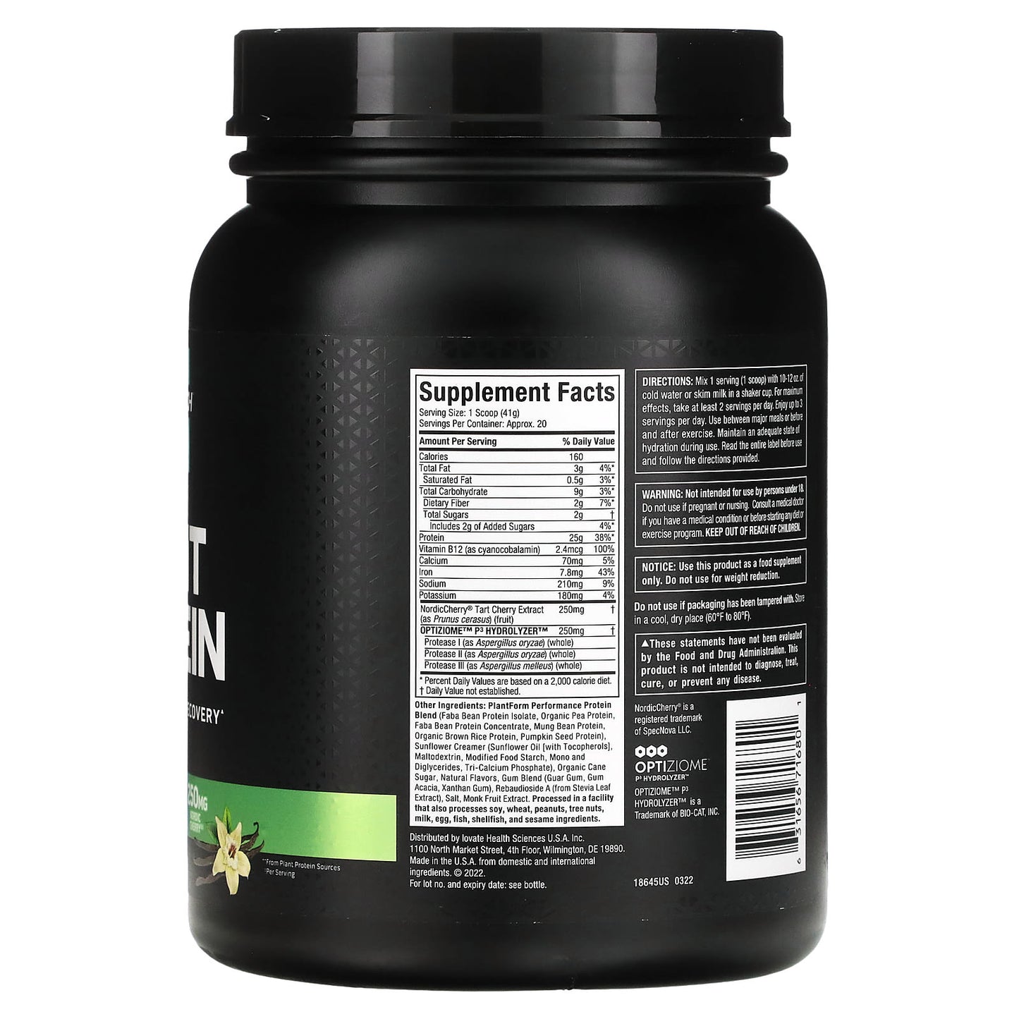 MuscleTech, Plant Protein, Vanilla, 1.82 lbs (824 g)