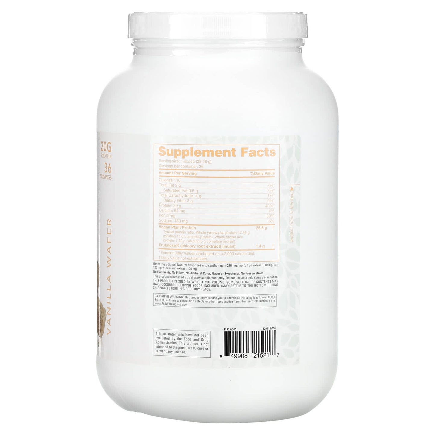 NutraBio, Plant Protein, Vanilla Wafer, 2.24 lb (1,018 g)